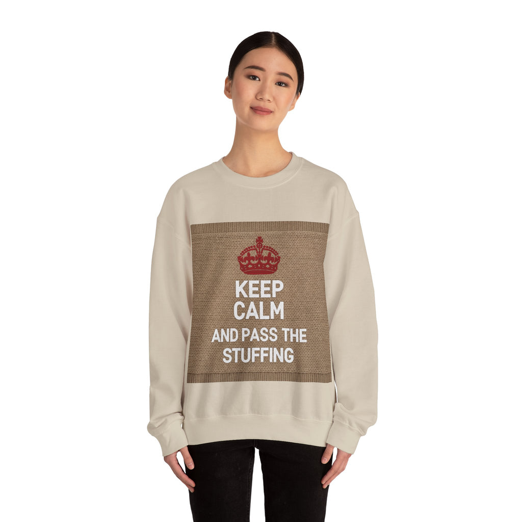 Ugly Xmas Jumper Sweatshirt — "KEEP CALM AND PASS THE STUFFING" Christmas Crewneck