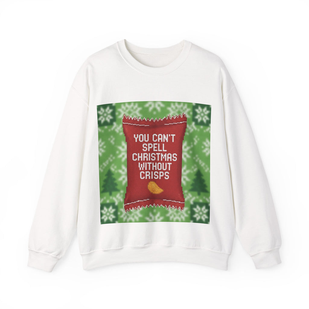 Ugly Xmas Jumper Sweatshirt — "You Can't Spell Christmas without Crisps" Christmas Crewneck