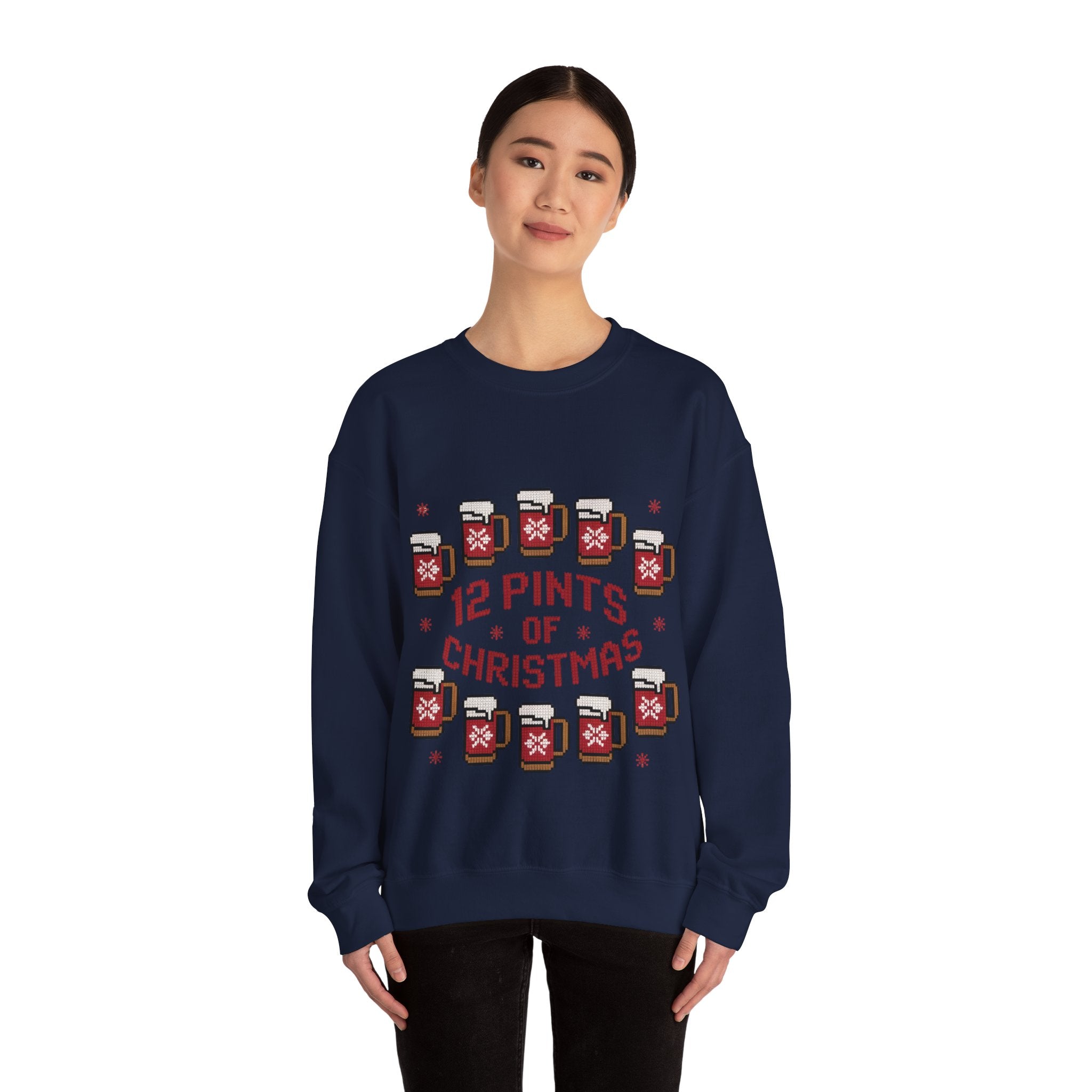 Ugly Xmas Jumper Sweatshirt — "12 Pints of Christmas" Christmas Crewneck