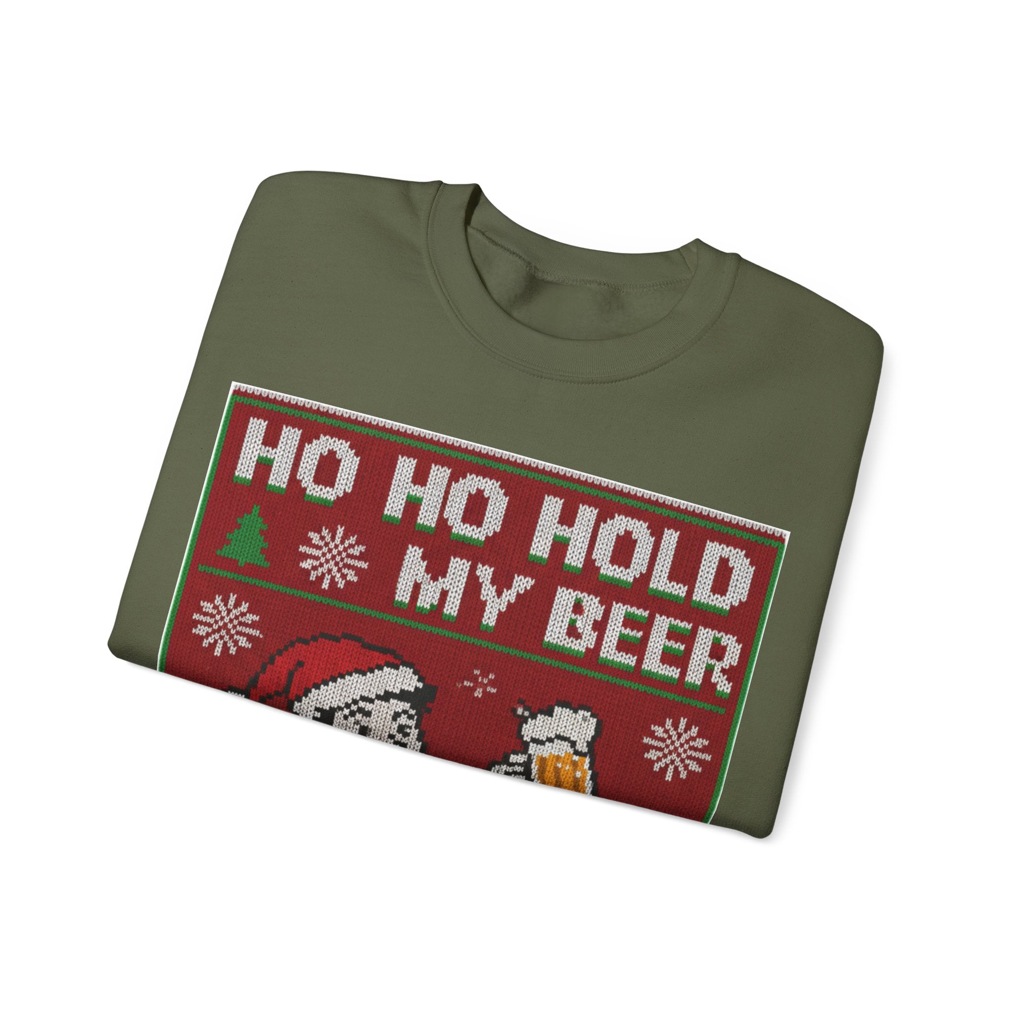 Ugly Xmas Jumper Sweatshirt — "HO HO HOLD MY BEER" Christmas Crewneck