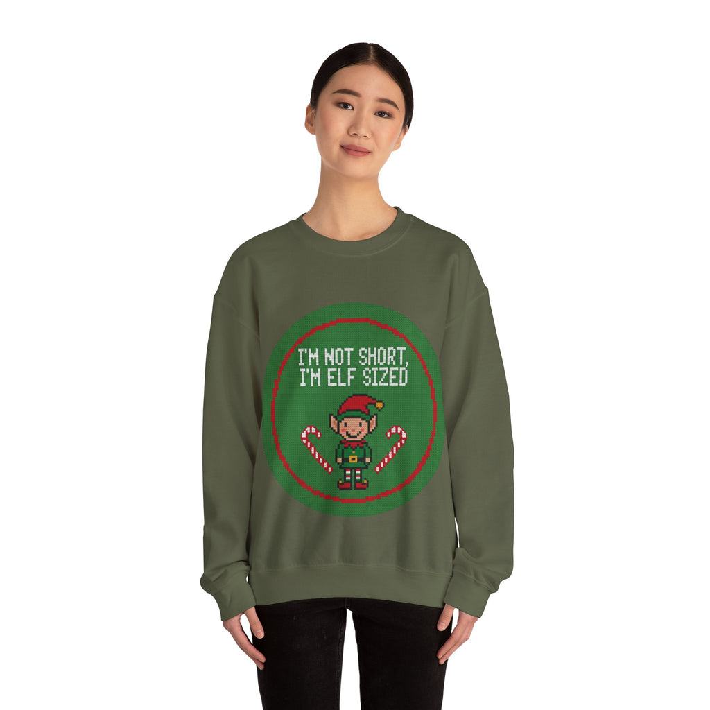 Ugly Xmas Jumper Sweatshirt — "I'm not short I'm elf sized" Christmas Crewneck