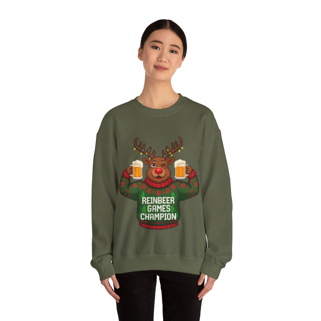 Ugly Xmas Jumper Sweatshirt — "Reinbeer Games Champion" Christmas Crewneck
