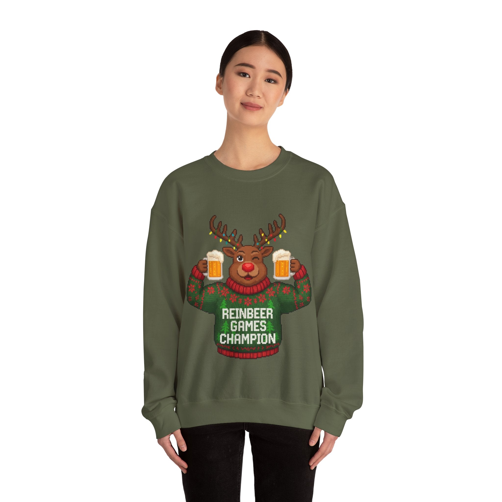 Ugly Xmas Jumper Sweatshirt — "Reinbeer Games Champion" Christmas Crewneck
