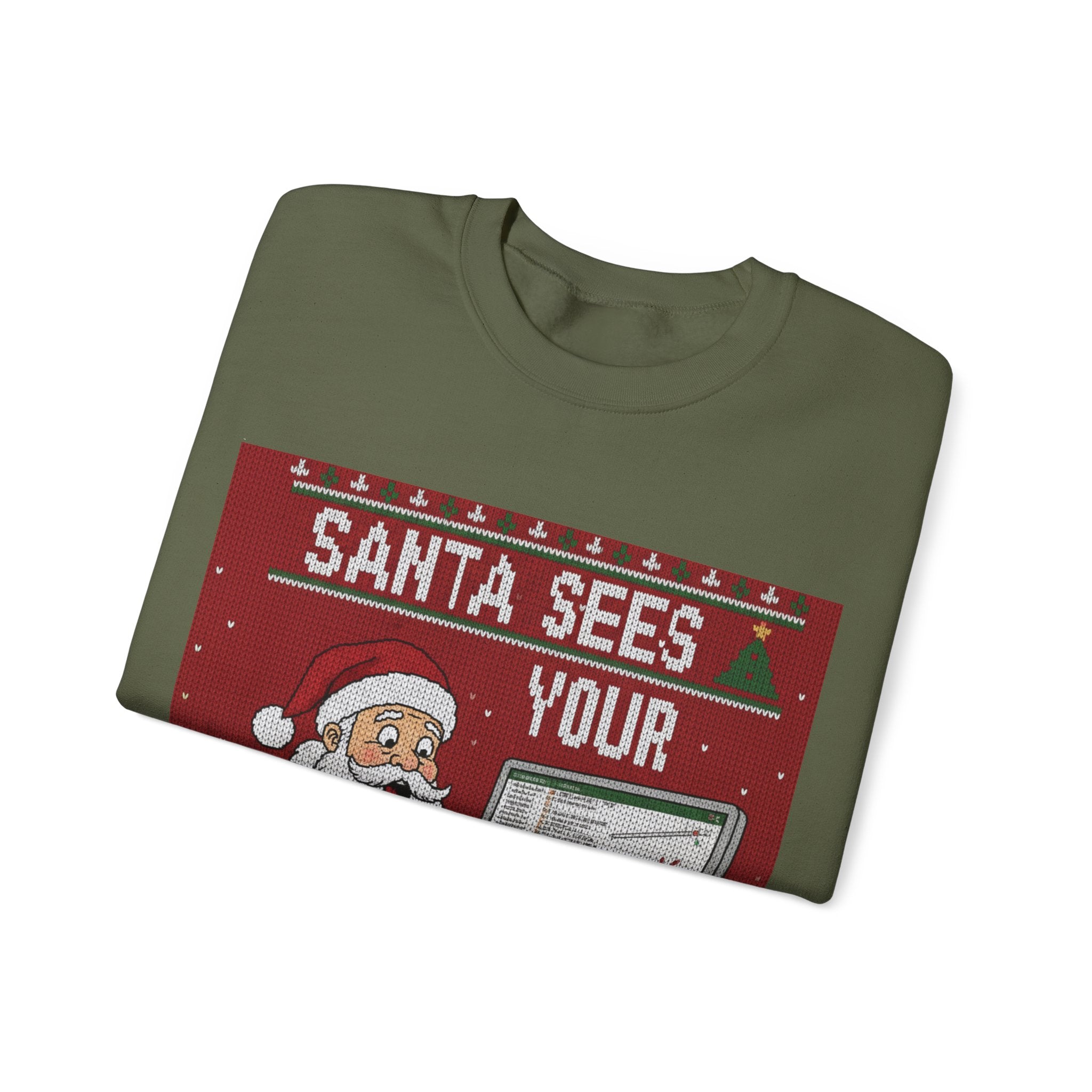 Ugly Xmas Jumper Sweatshirt — "Santa sees your search history" Christmas Crewneck