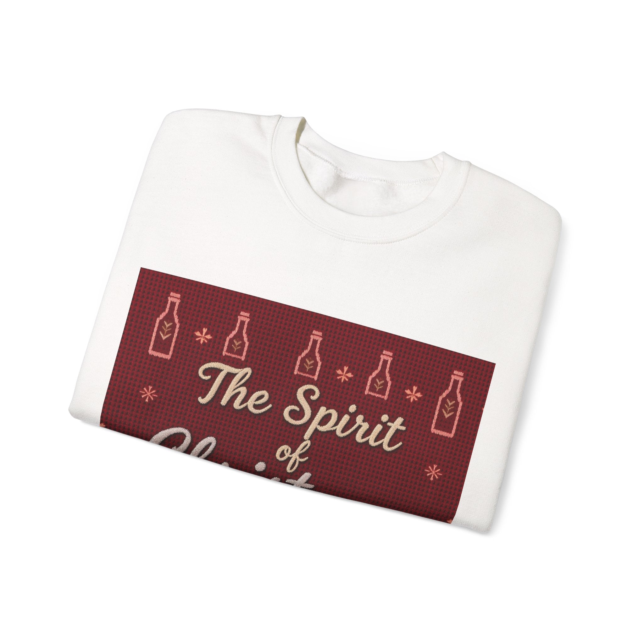 Ugly Xmas Jumper Sweatshirt — "The Spirit of Christmas lives in the bottle" Christmas Crewneck