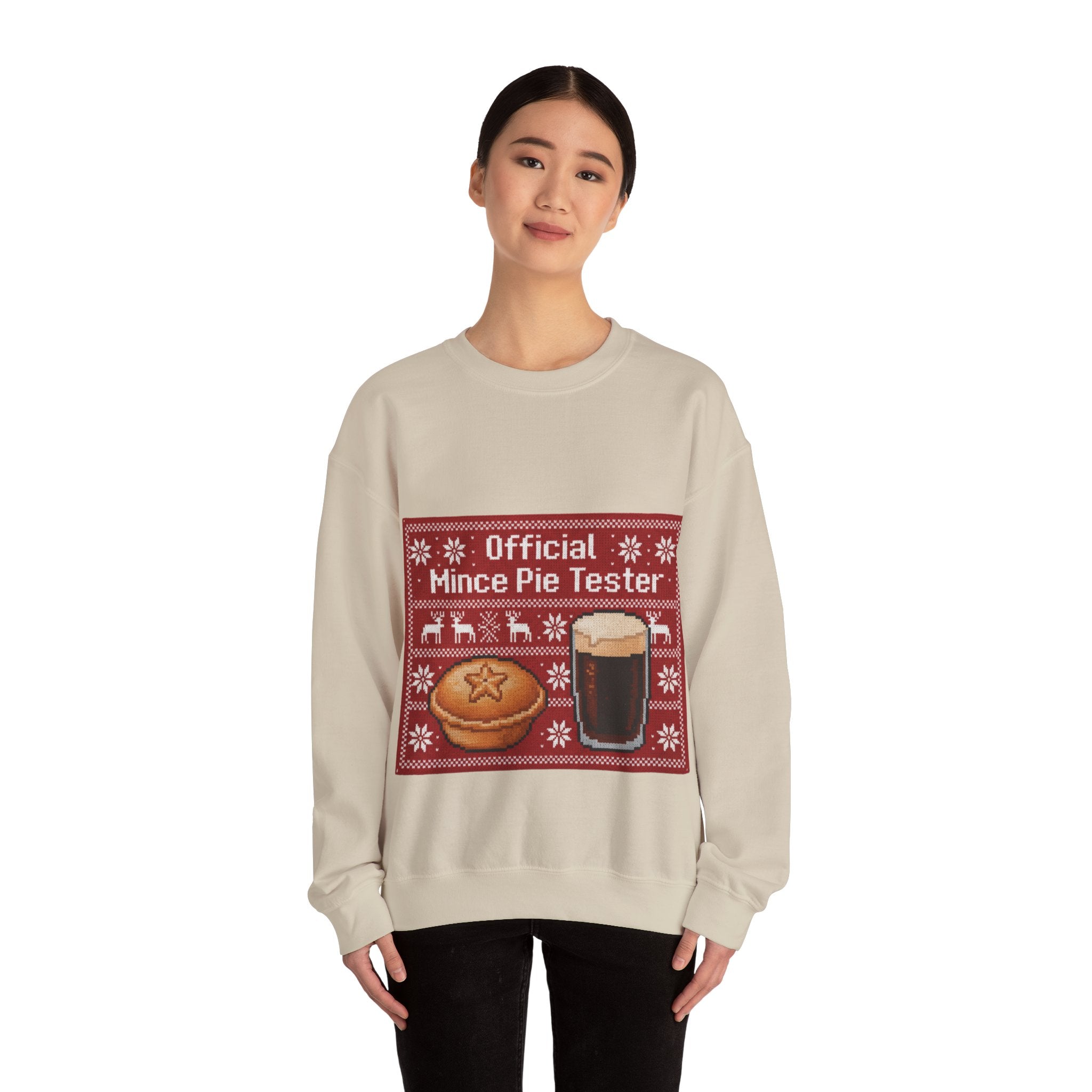 Ugly Xmas Jumper Sweatshirt — "Official Mince Pie Tester" Christmas Crewneck