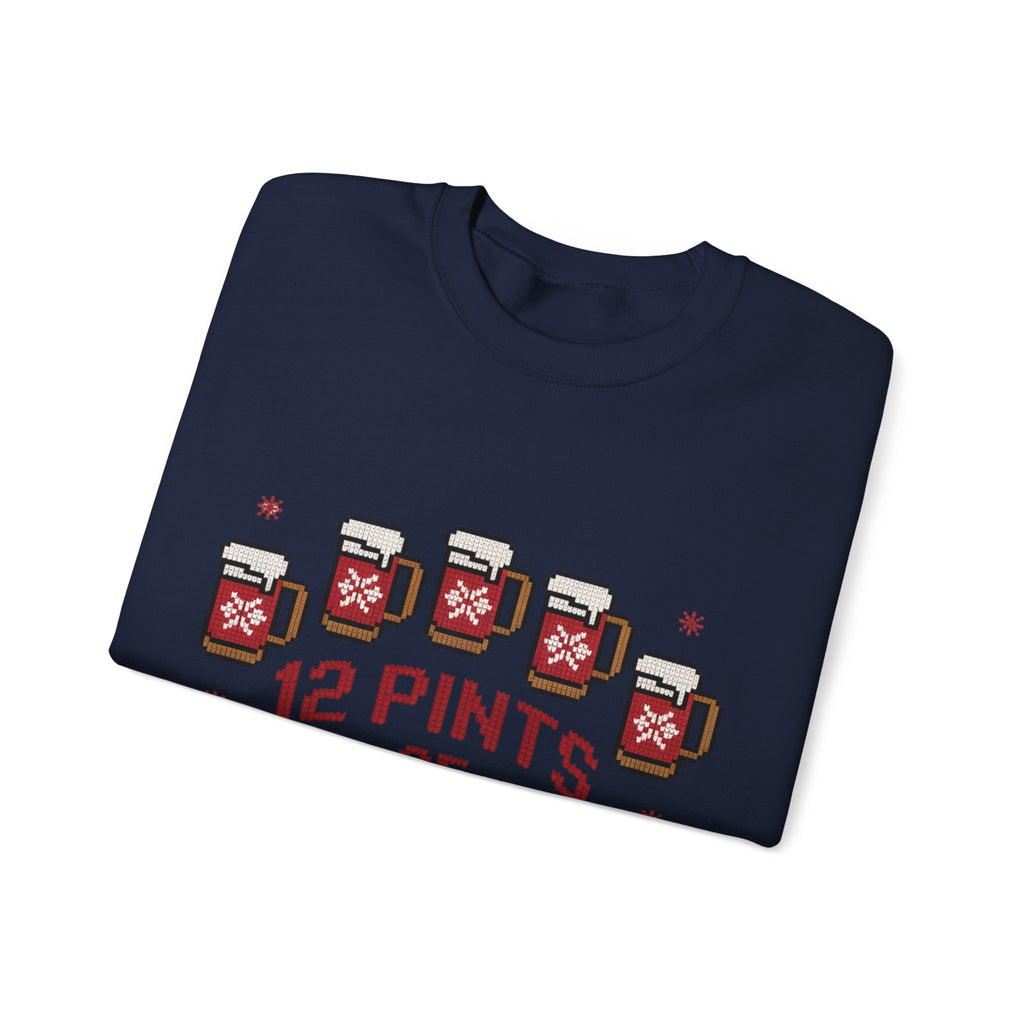 Ugly Xmas Jumper Sweatshirt — "12 Pints of Christmas" Christmas Crewneck