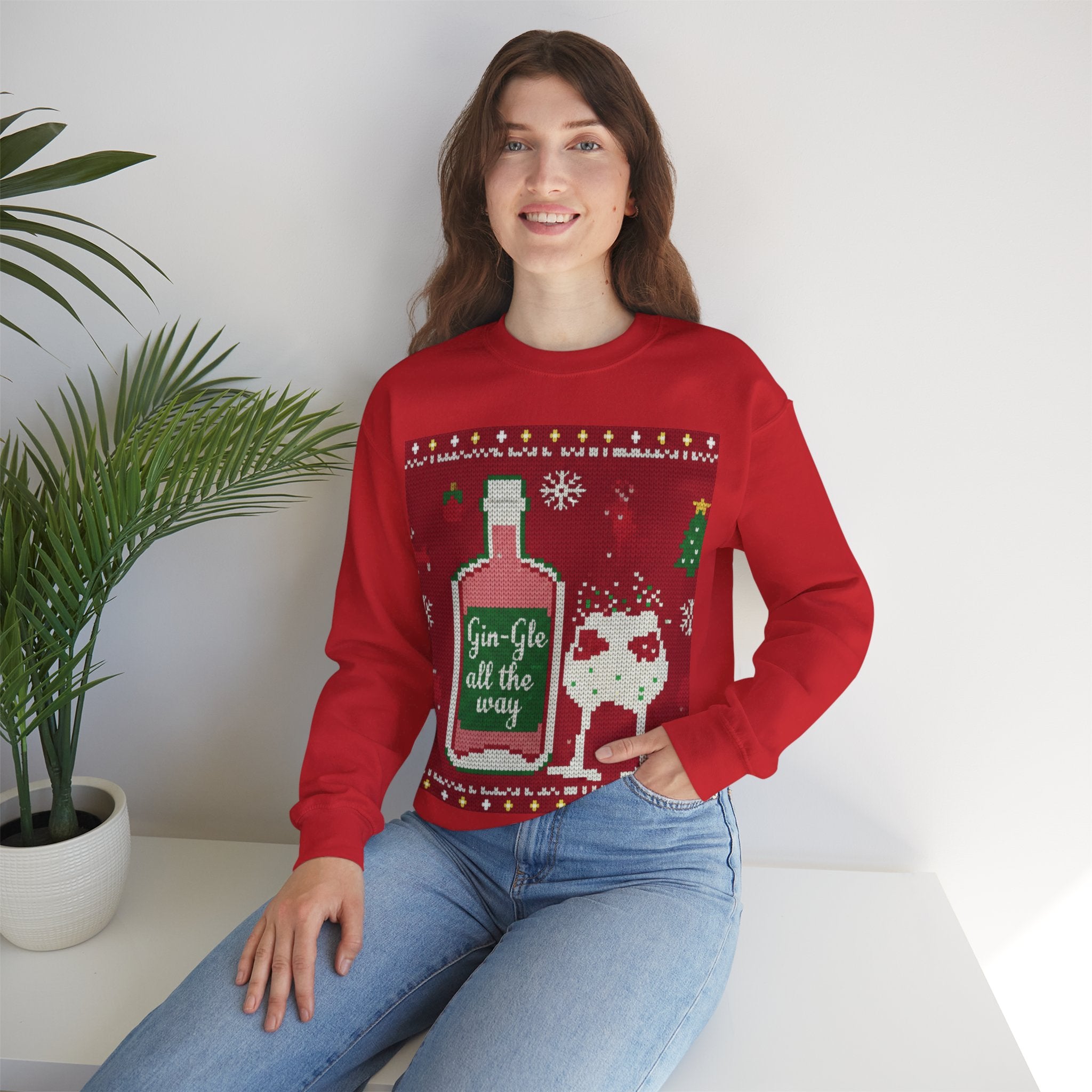 Ugly Xmas Jumper Sweatshirt — "Gin-Gle All the Way" Christmas Crewneck
