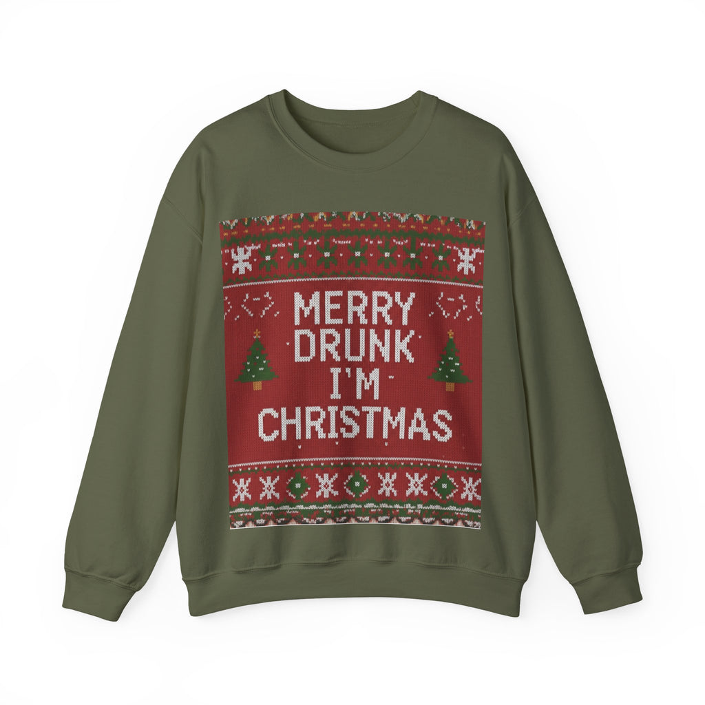 Ugly Xmas Jumper Sweatshirt — "Merry Drunk I'm Christmas" Christmas Crewneck