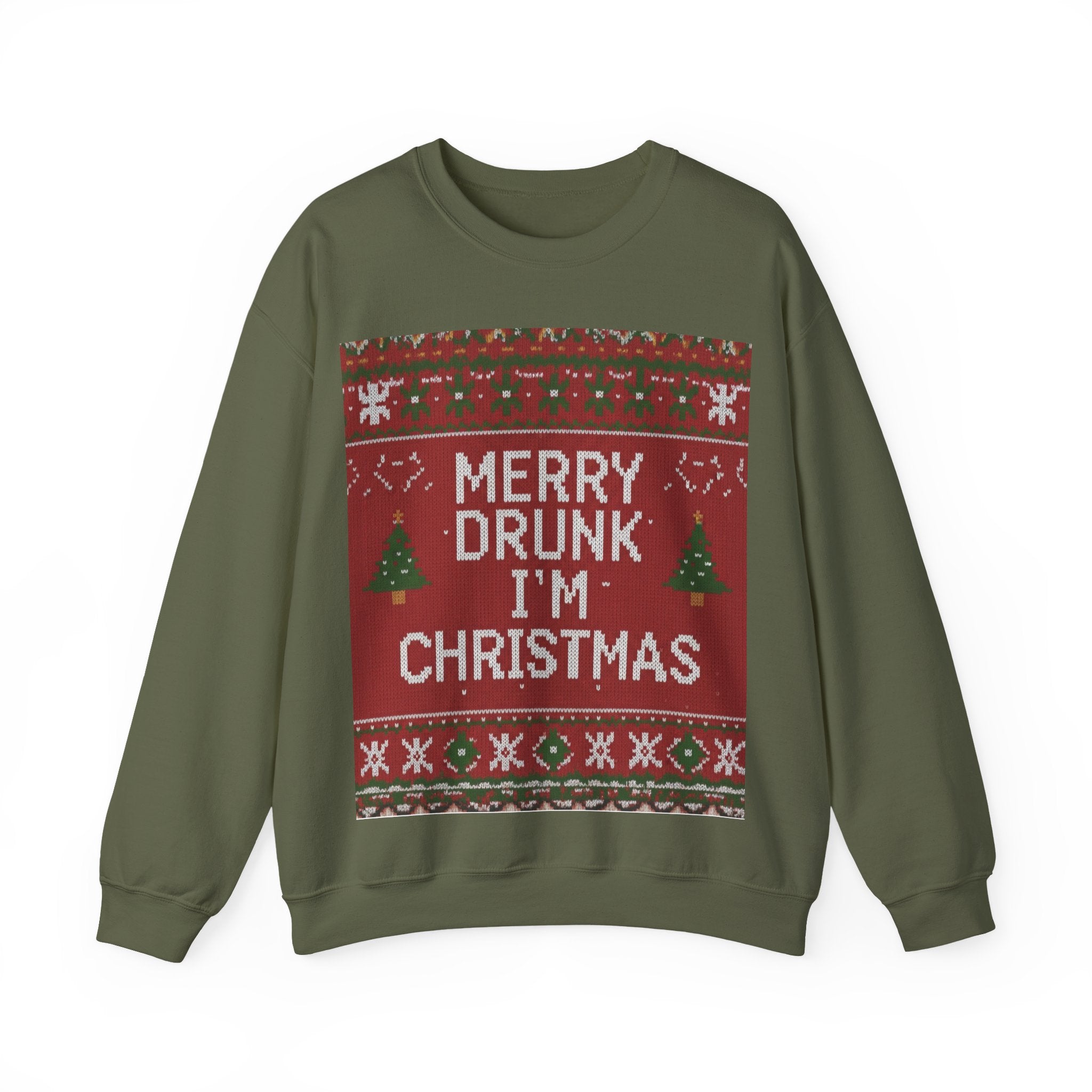 Ugly Xmas Jumper Sweatshirt — "Merry Drunk I'm Christmas" Christmas Crewneck