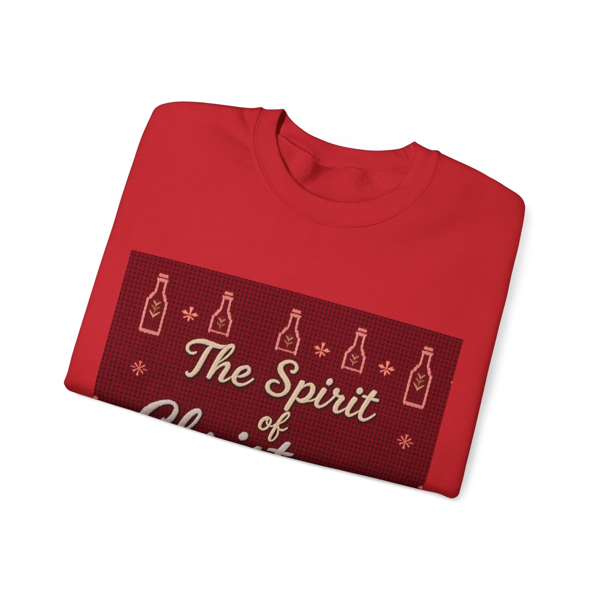 Ugly Xmas Jumper Sweatshirt — "The Spirit of Christmas lives in the bottle" Christmas Crewneck