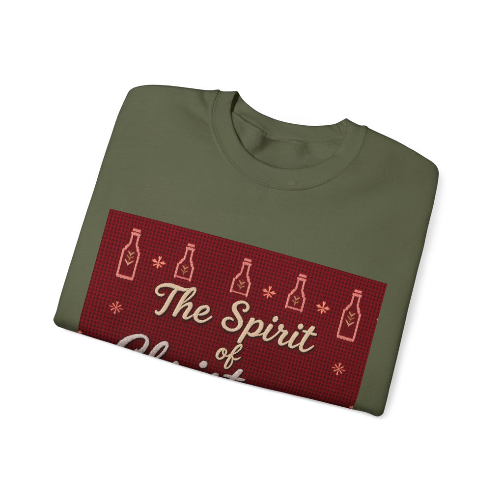 Ugly Xmas Jumper Sweatshirt — "The Spirit of Christmas lives in the bottle" Christmas Crewneck