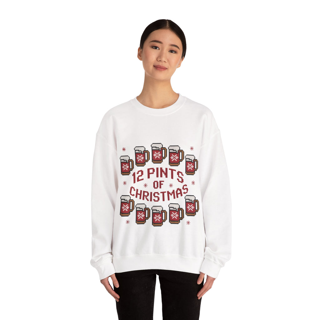 Ugly Xmas Jumper Sweatshirt — "12 Pints of Christmas" Christmas Crewneck