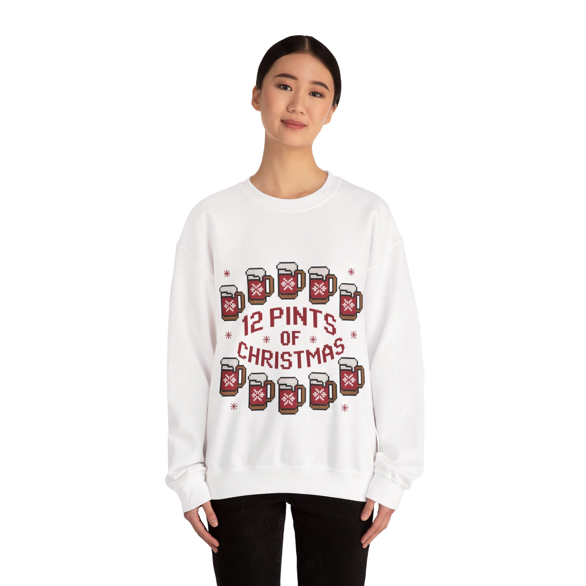 Ugly Xmas Jumper Sweatshirt — "12 Pints of Christmas" Christmas Crewneck