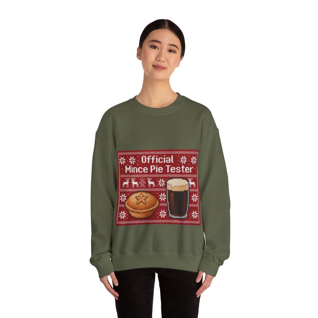 Ugly Xmas Jumper Sweatshirt — "Official Mince Pie Tester" Christmas Crewneck