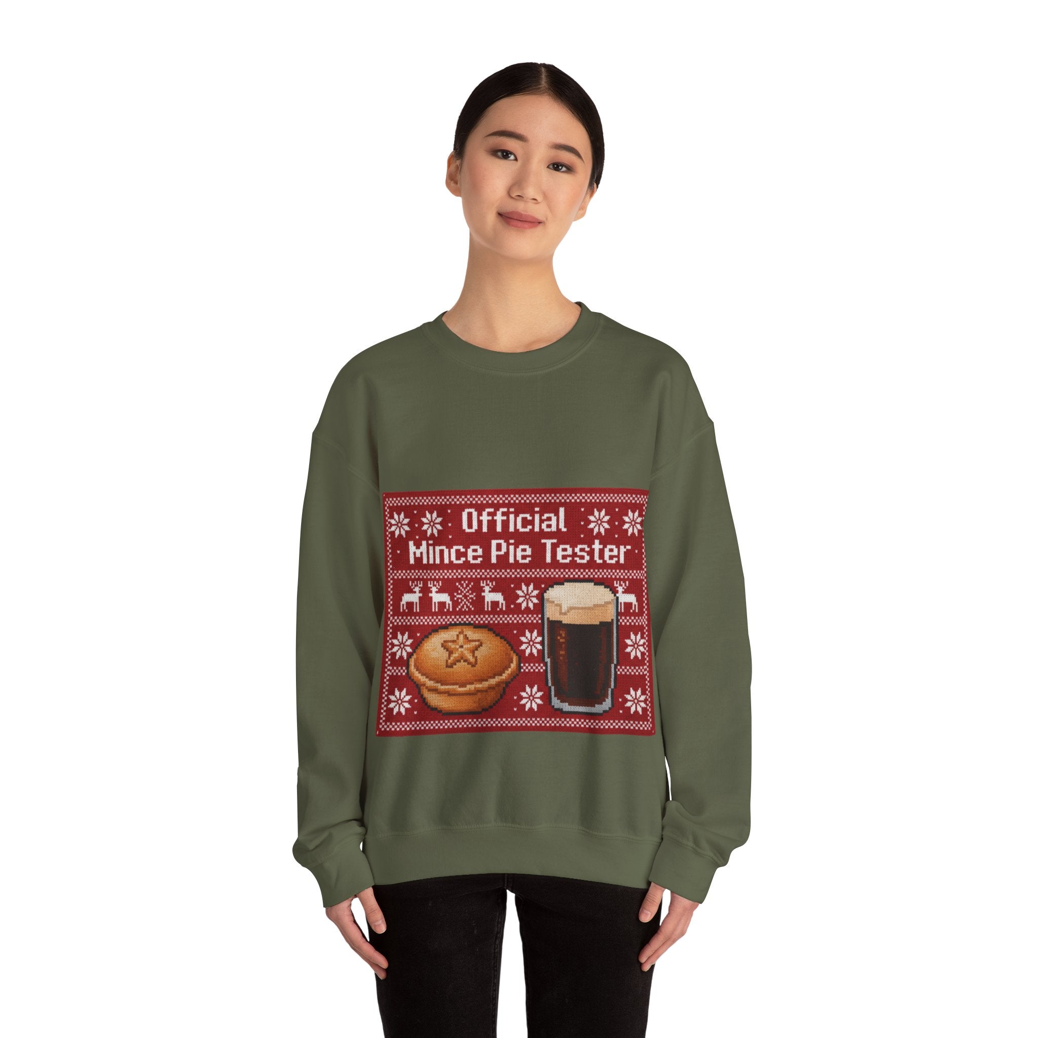 Ugly Xmas Jumper Sweatshirt — "Official Mince Pie Tester" Christmas Crewneck