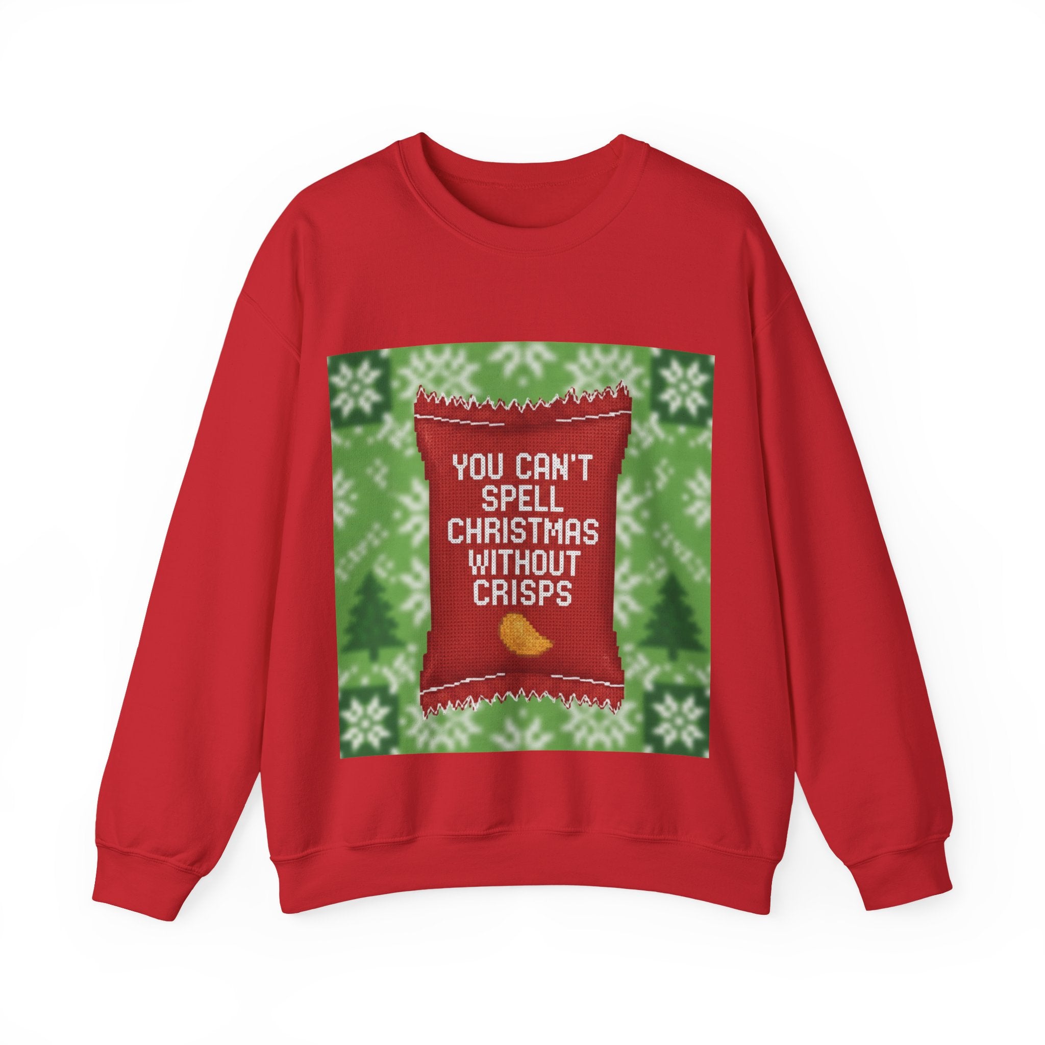 Ugly Xmas Jumper Sweatshirt — "You Can't Spell Christmas without Crisps" Christmas Crewneck