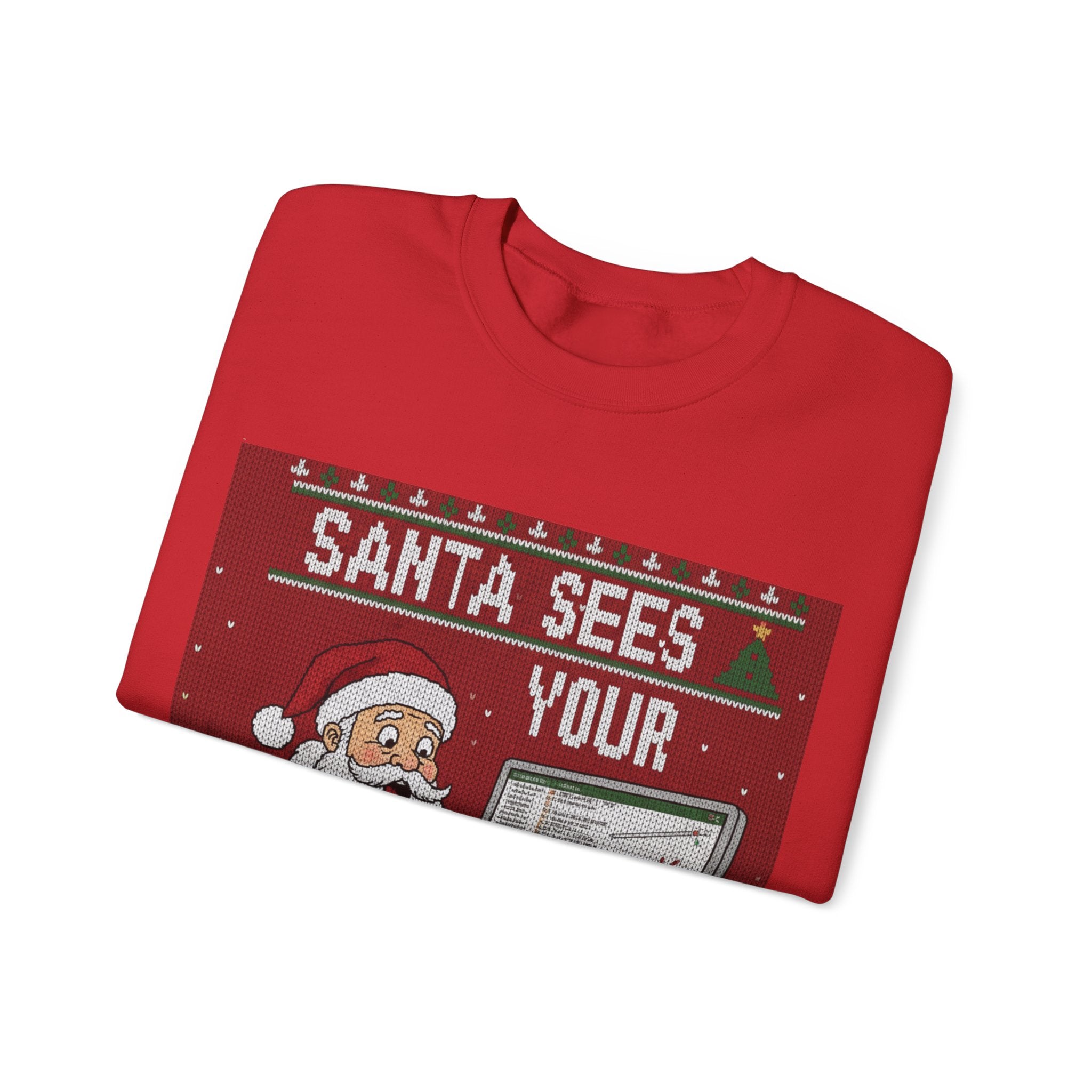 Ugly Xmas Jumper Sweatshirt — "Santa sees your search history" Christmas Crewneck