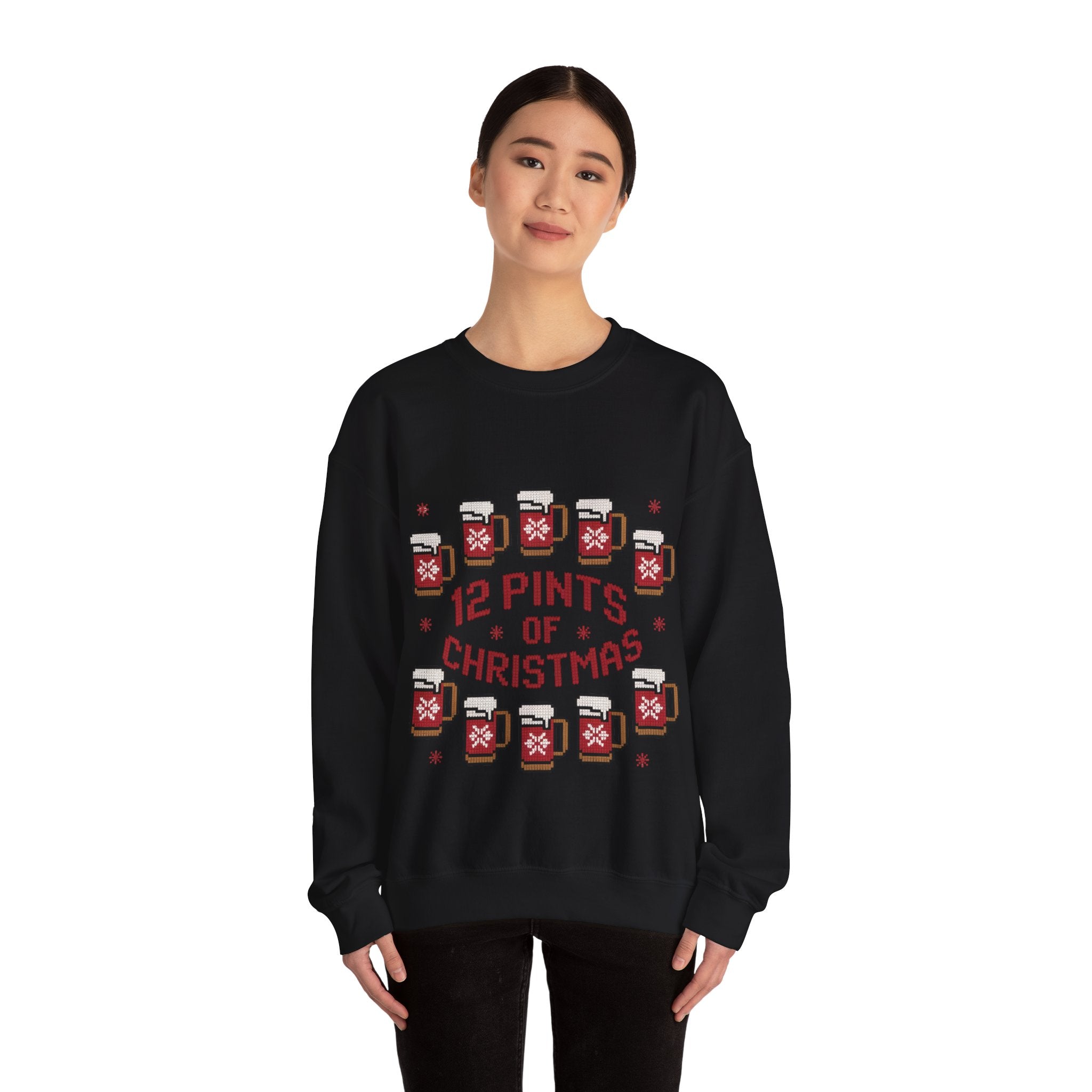 Ugly Xmas Jumper Sweatshirt — "12 Pints of Christmas" Christmas Crewneck