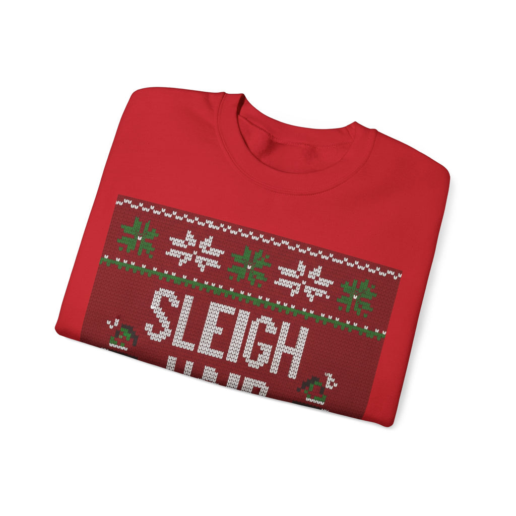 Ugly Xmas Jumper Sweatshirt — "Sleigh Hair Don't Care" Christmas Crewneck
