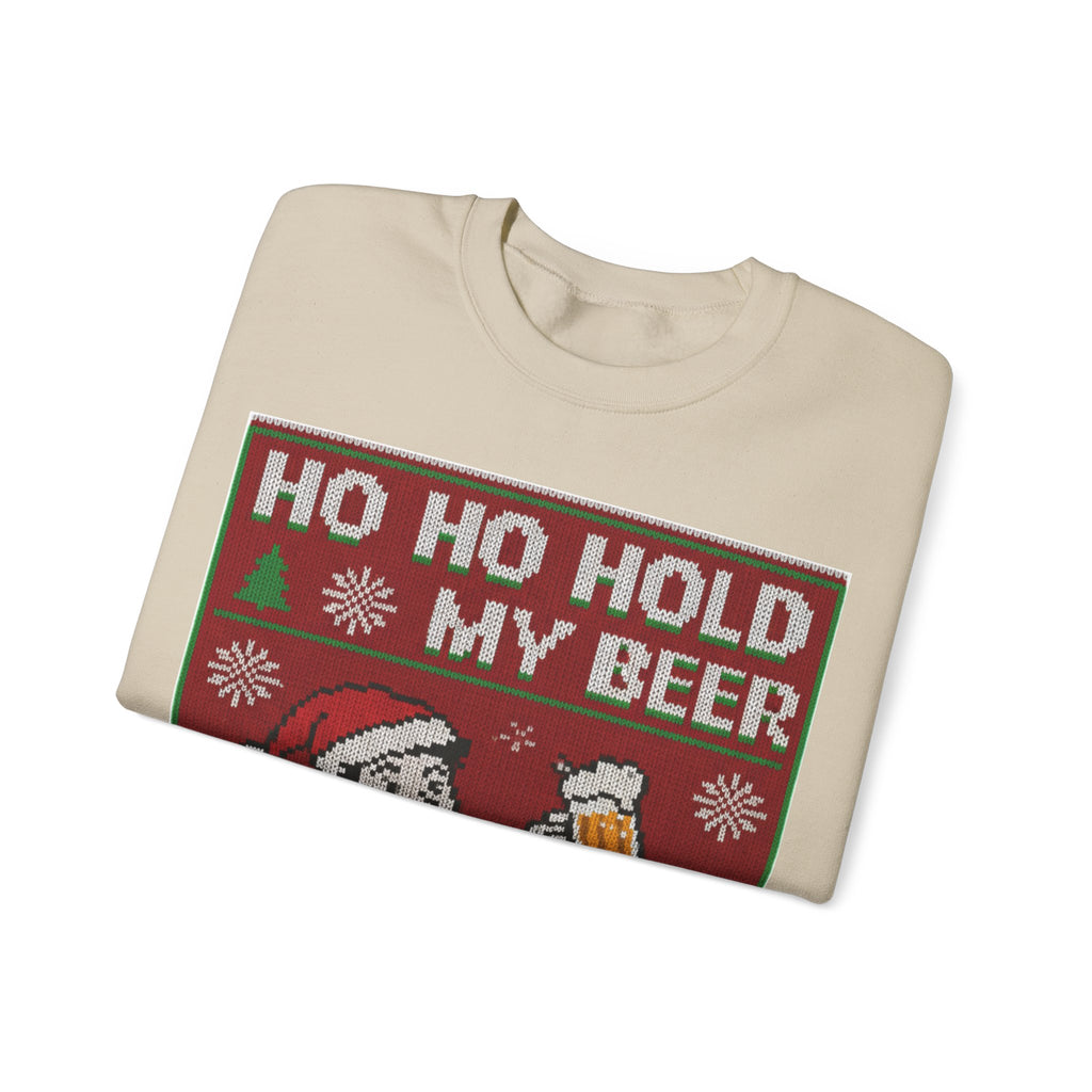 Ugly Xmas Jumper Sweatshirt — "HO HO HOLD MY BEER" Christmas Crewneck