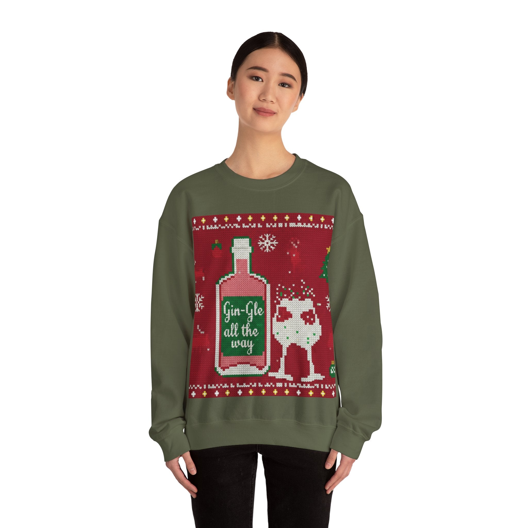 Ugly Xmas Jumper Sweatshirt — "Gin-Gle All the Way" Christmas Crewneck