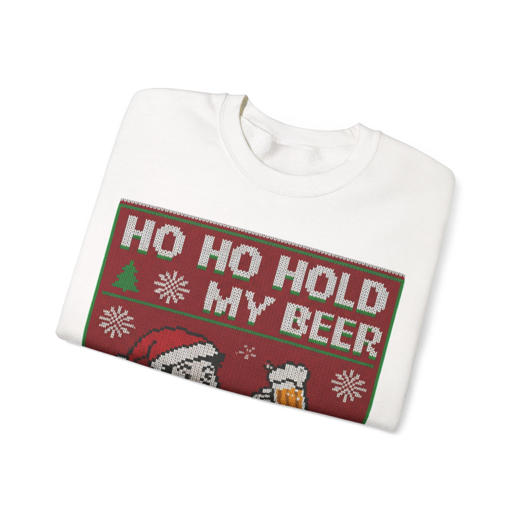 Ugly Xmas Jumper Sweatshirt — "HO HO HOLD MY BEER" Christmas Crewneck