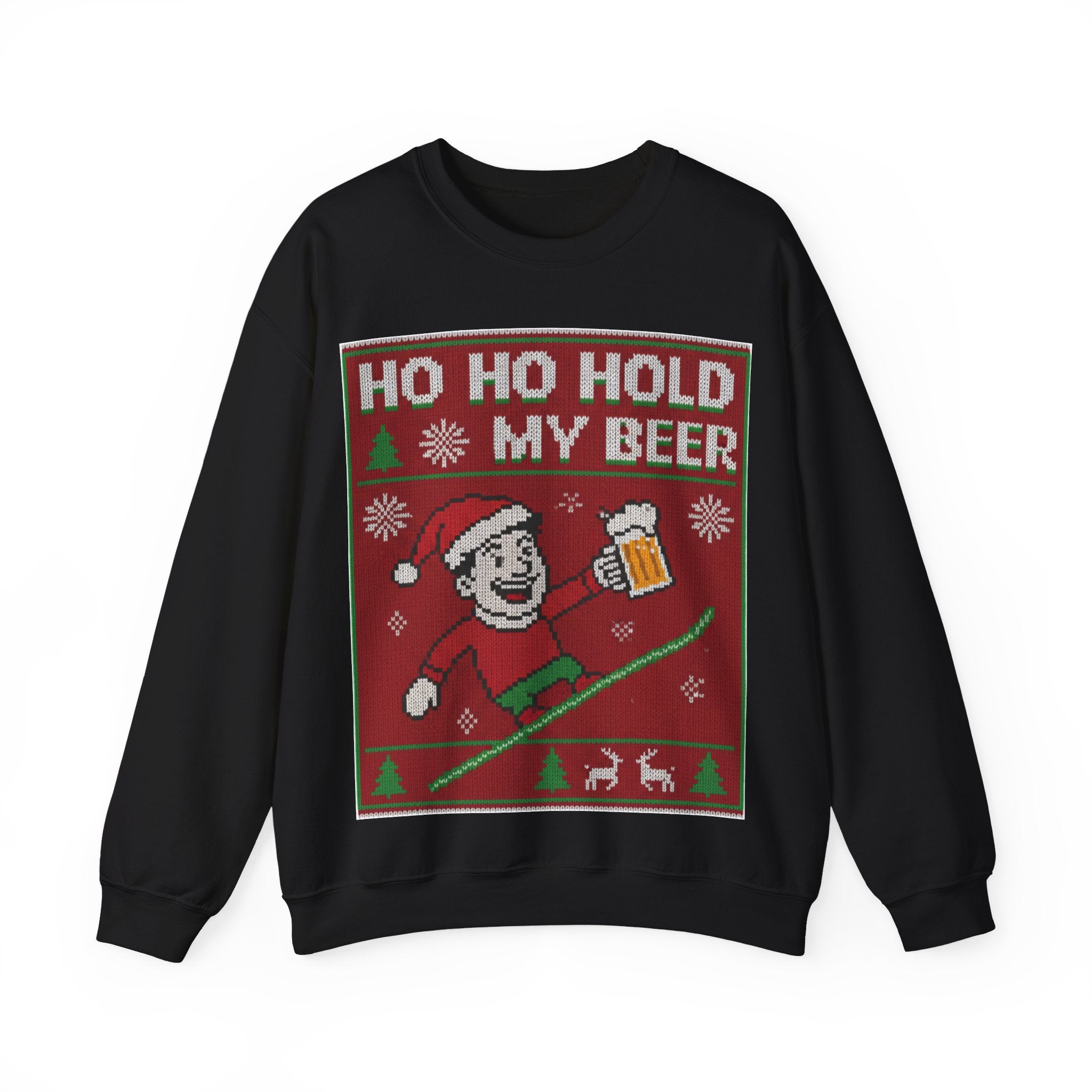 Ugly Xmas Jumper Sweatshirt — "HO HO HOLD MY BEER" Christmas Crewneck