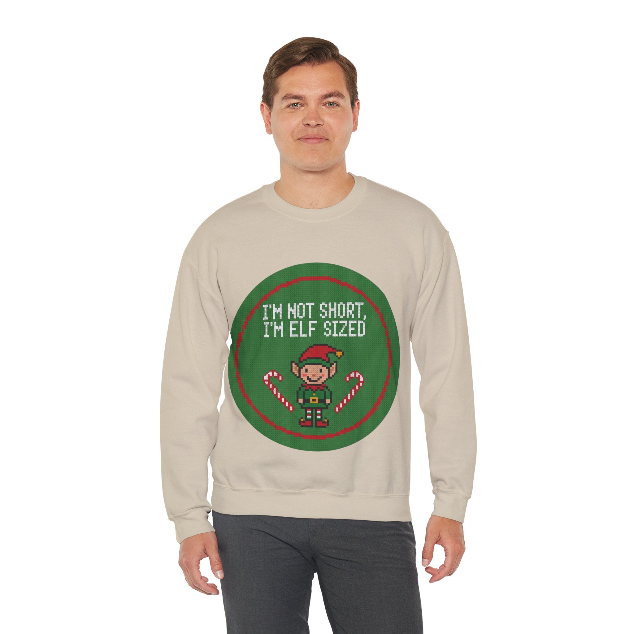 Ugly Xmas Jumper Sweatshirt — "I'm not short I'm elf sized" Christmas Crewneck
