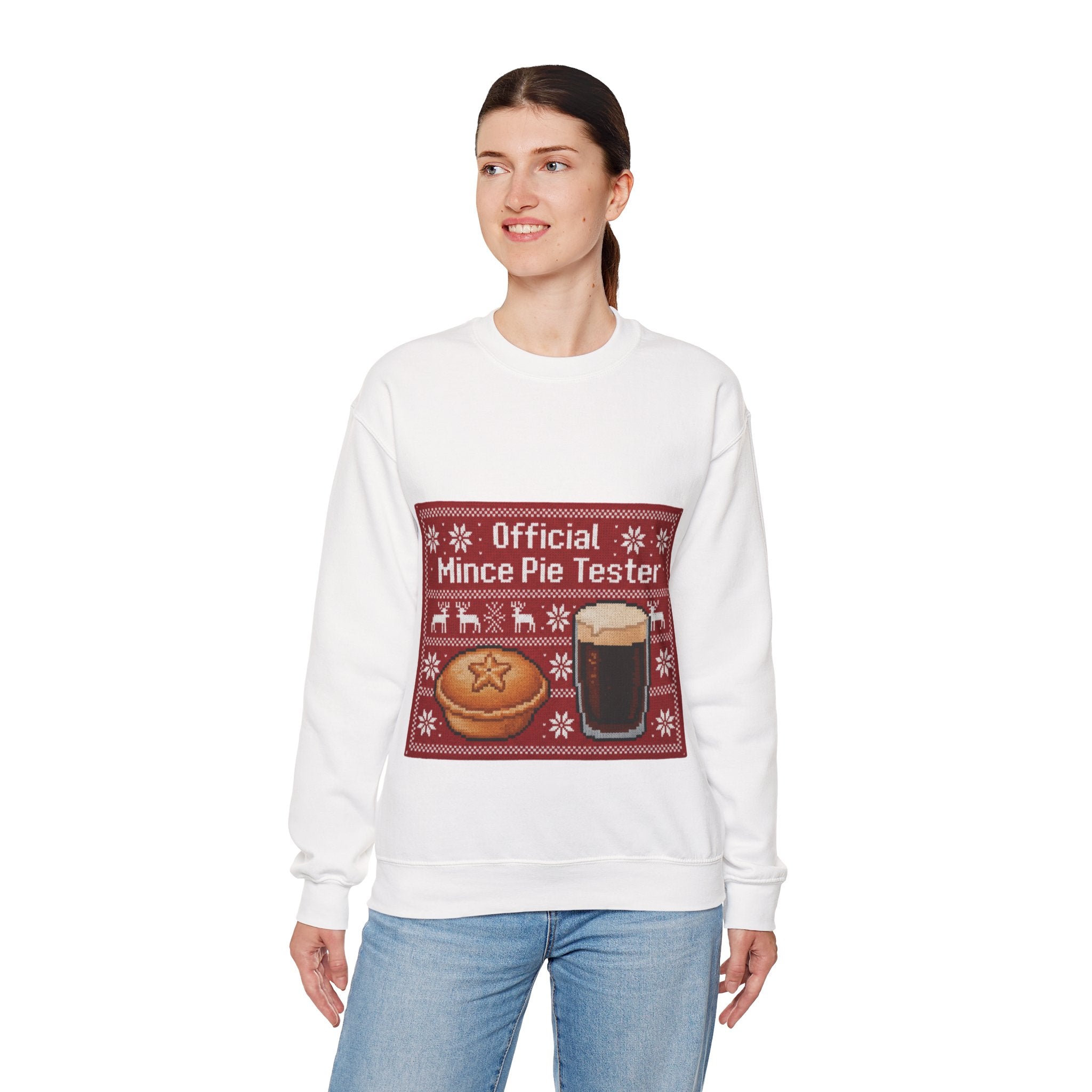 Ugly Xmas Jumper Sweatshirt — "Official Mince Pie Tester" Christmas Crewneck