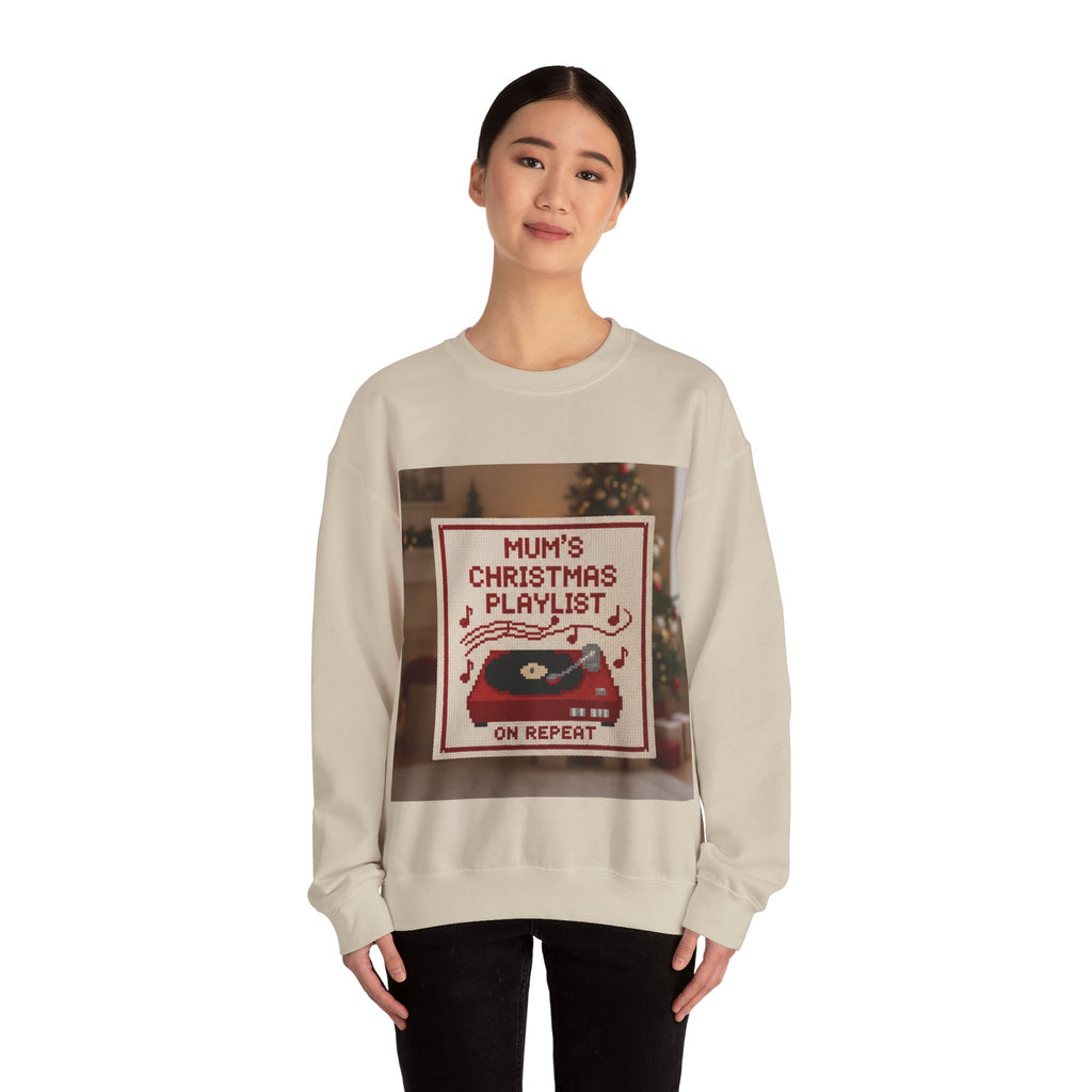 Christmas Playlist Sweatshirt — "Mum's Christmas Playlist On Repeat" Crewneck
