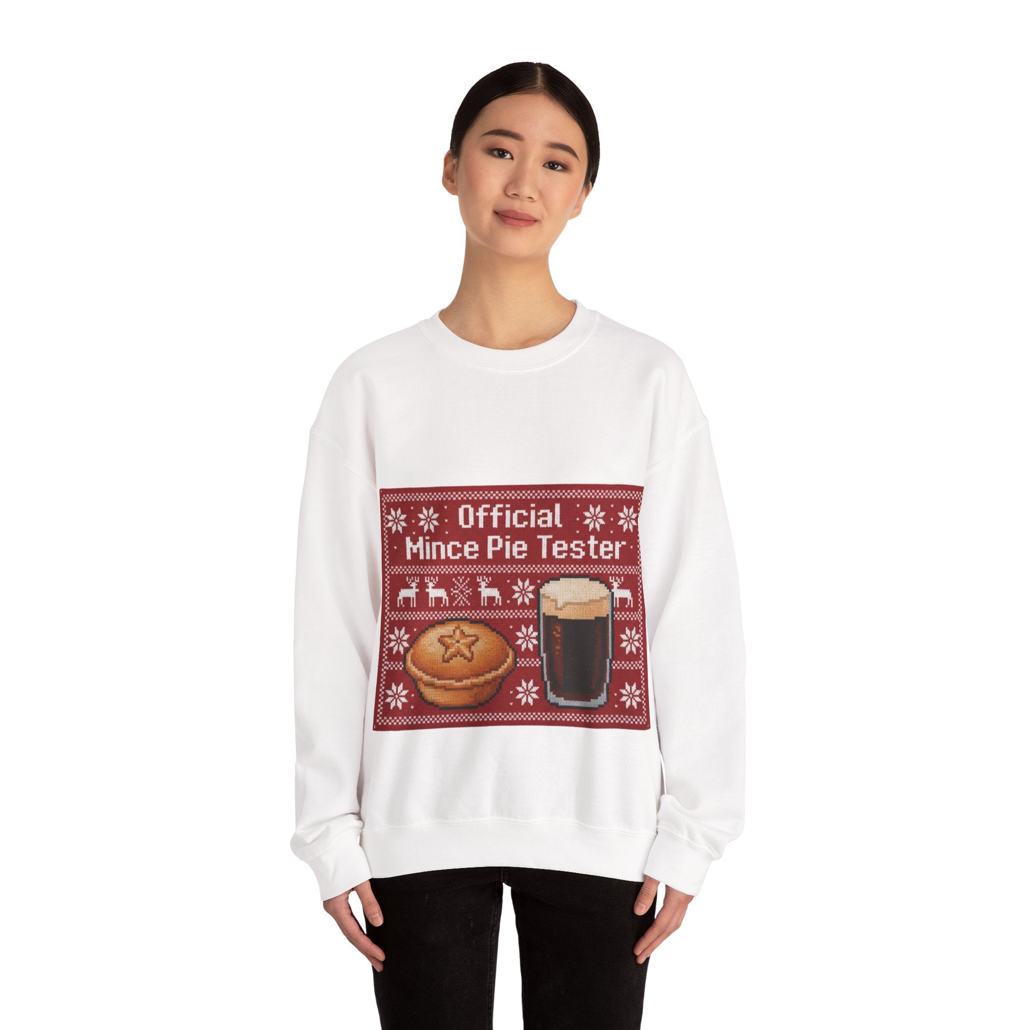 Ugly Xmas Jumper Sweatshirt — "Official Mince Pie Tester" Christmas Crewneck