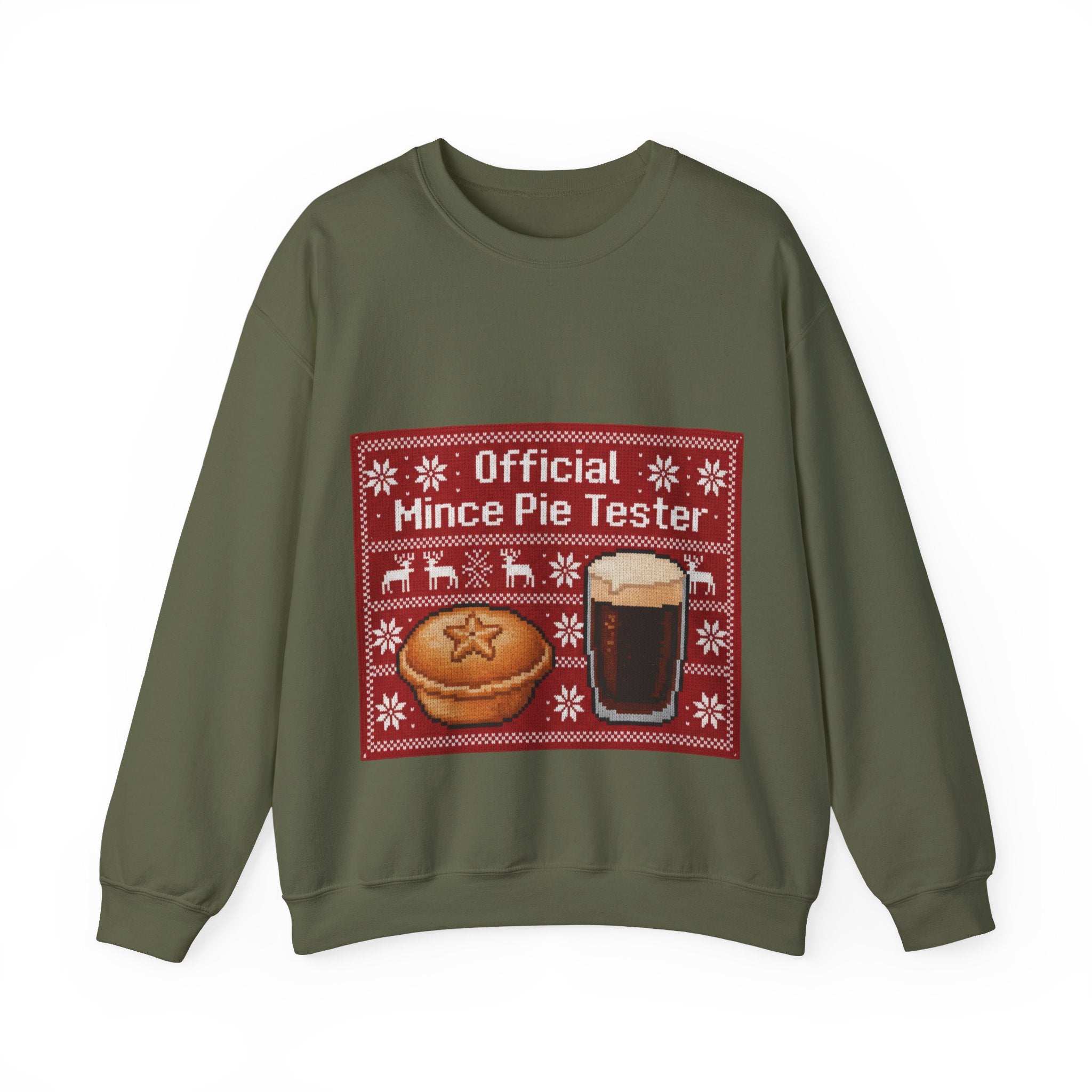 Ugly Xmas Jumper Sweatshirt — "Official Mince Pie Tester" Christmas Crewneck