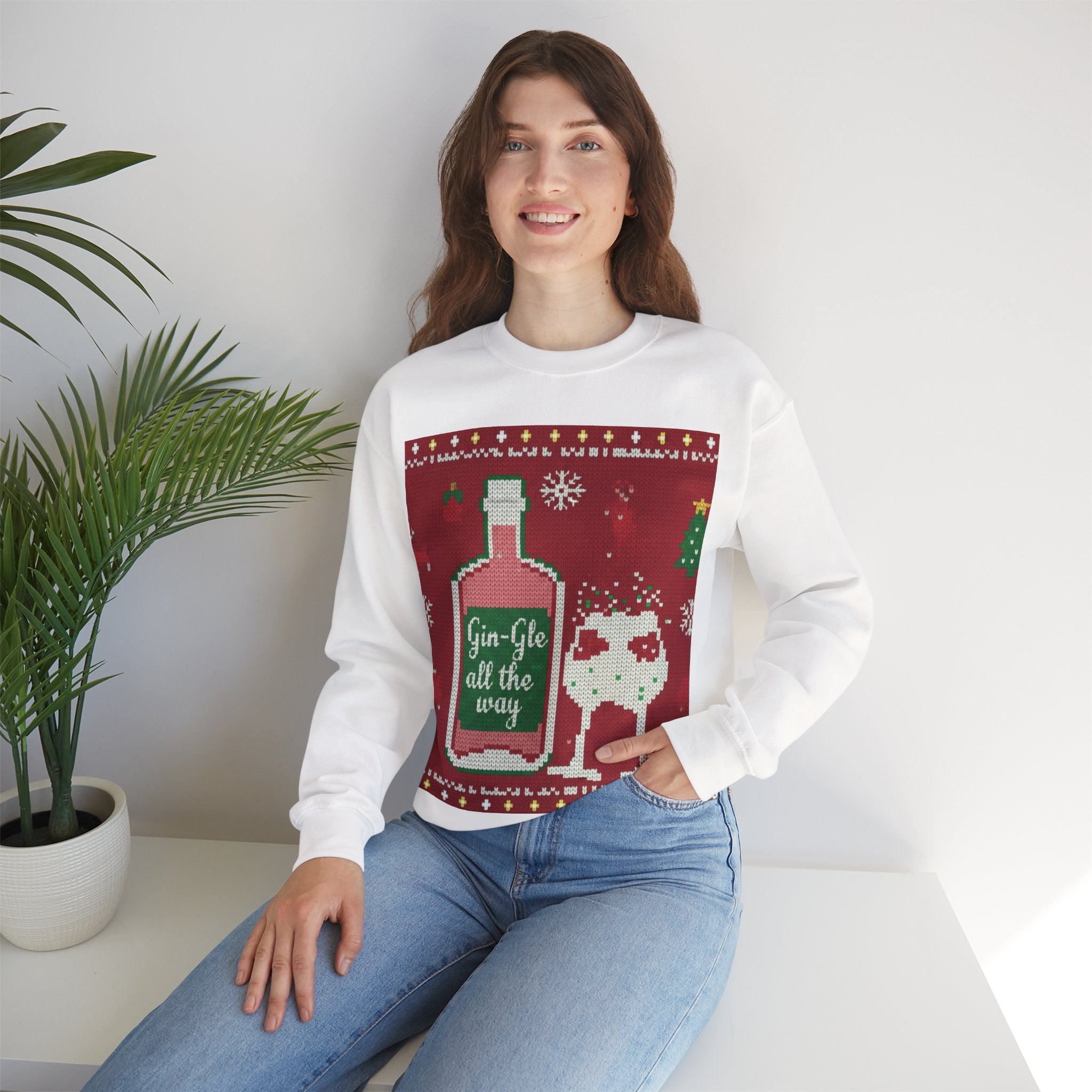 Ugly Xmas Jumper Sweatshirt — "Gin-Gle All the Way" Christmas Crewneck