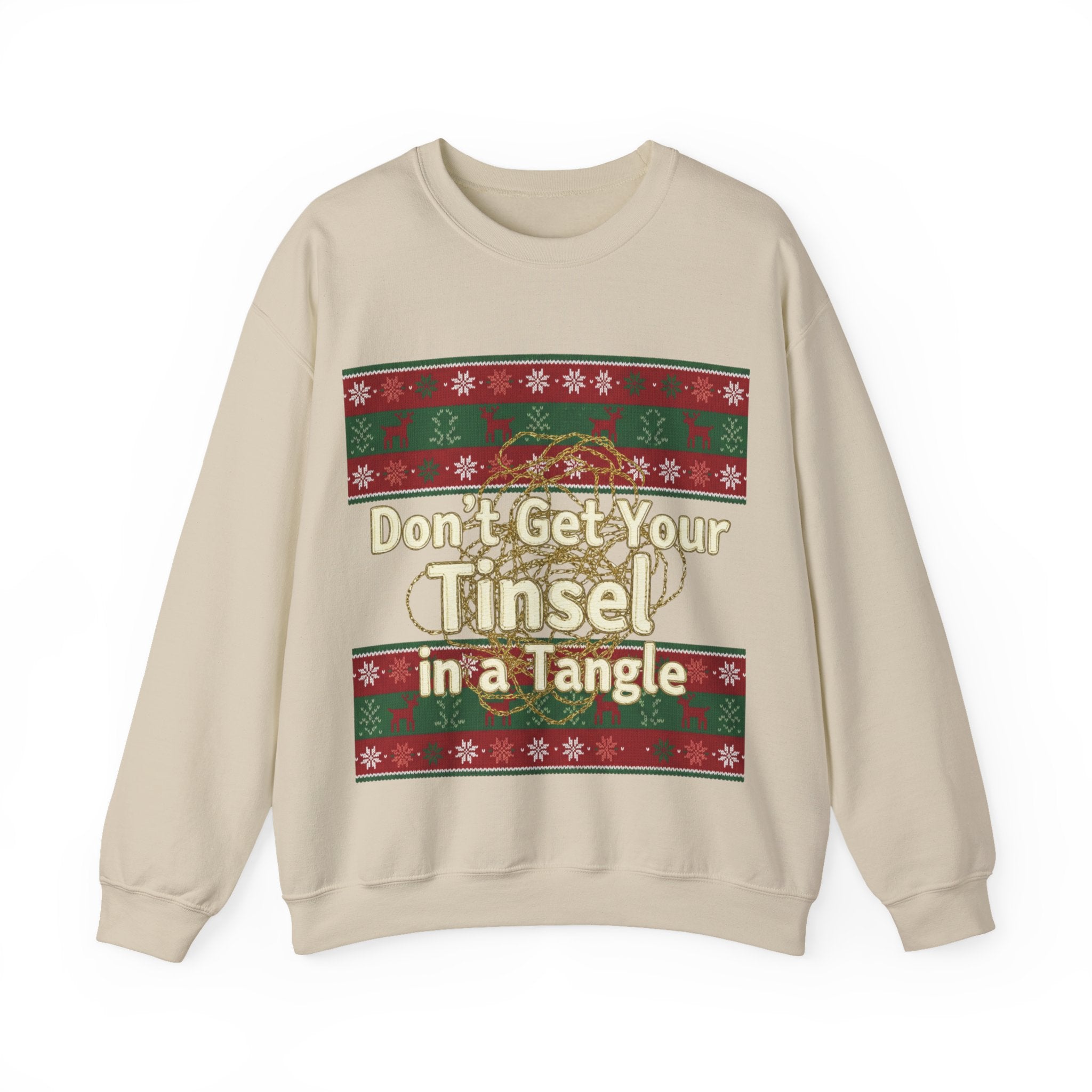 Ugly Xmas Jumper Sweatshirt — "Don't get your tinsel in a tangle" Christmas Crewneck