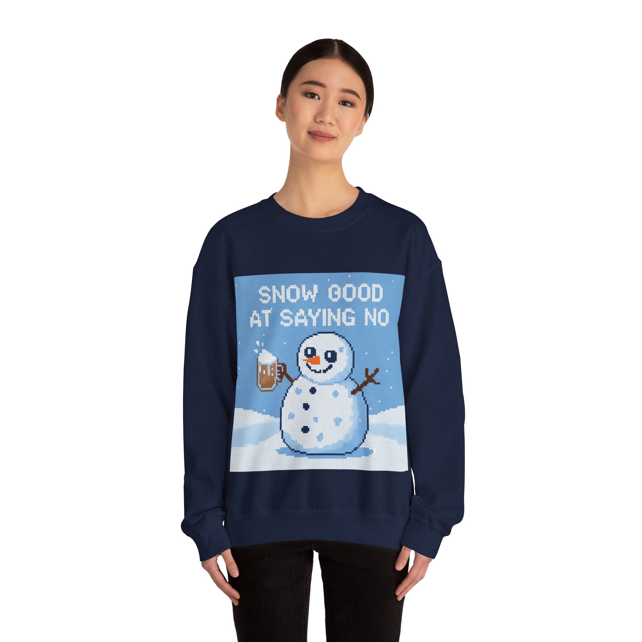 Ugly Xmas Jumper Sweatshirt — "Snow good at saying no" Christmas Crewneck