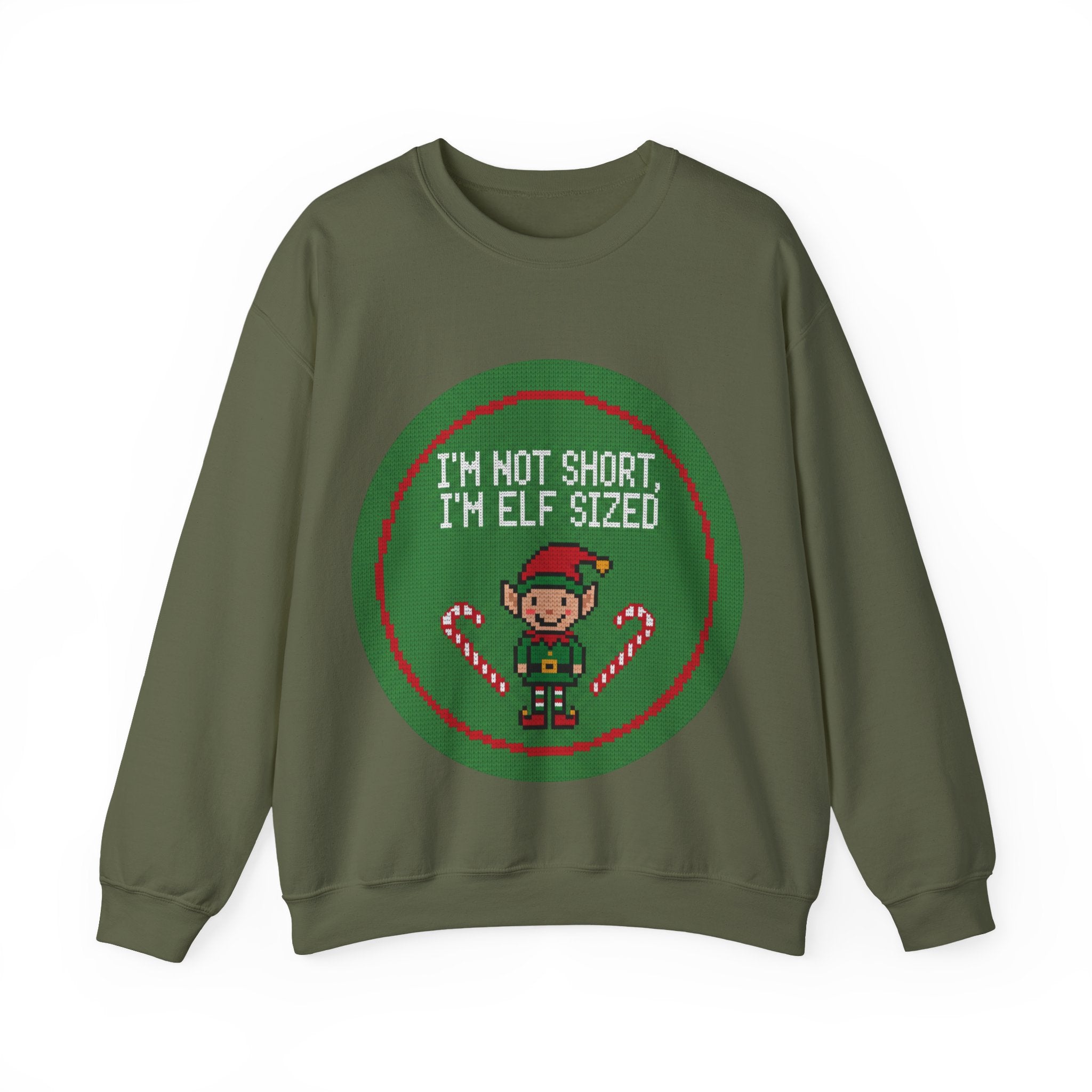 Ugly Xmas Jumper Sweatshirt — "I'm not short I'm elf sized" Christmas Crewneck