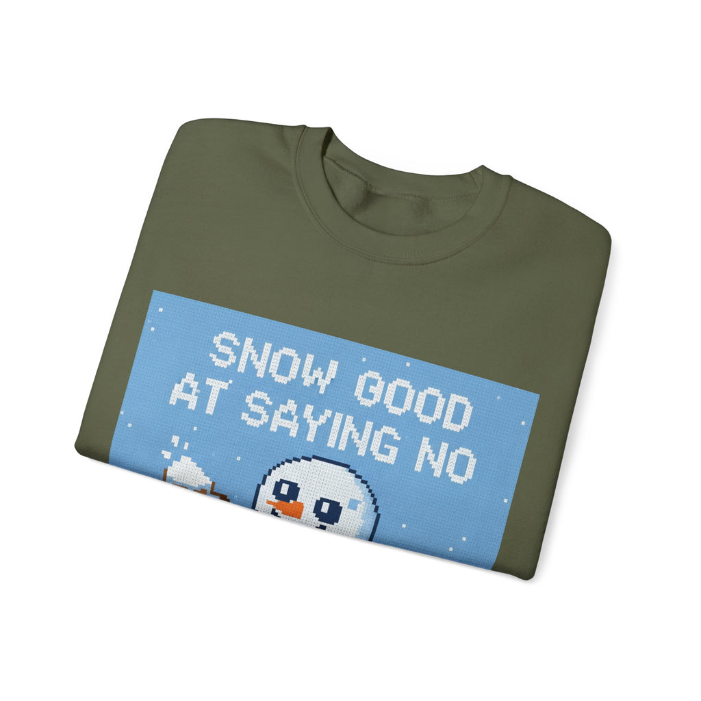 Ugly Xmas Jumper Sweatshirt — "Snow good at saying no" Christmas Crewneck