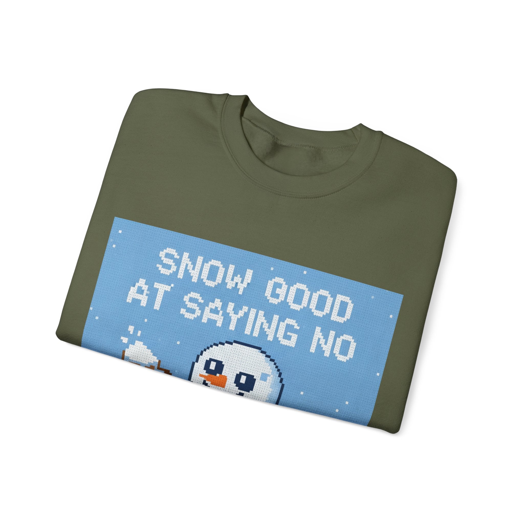 Ugly Xmas Jumper Sweatshirt — "Snow good at saying no" Christmas Crewneck