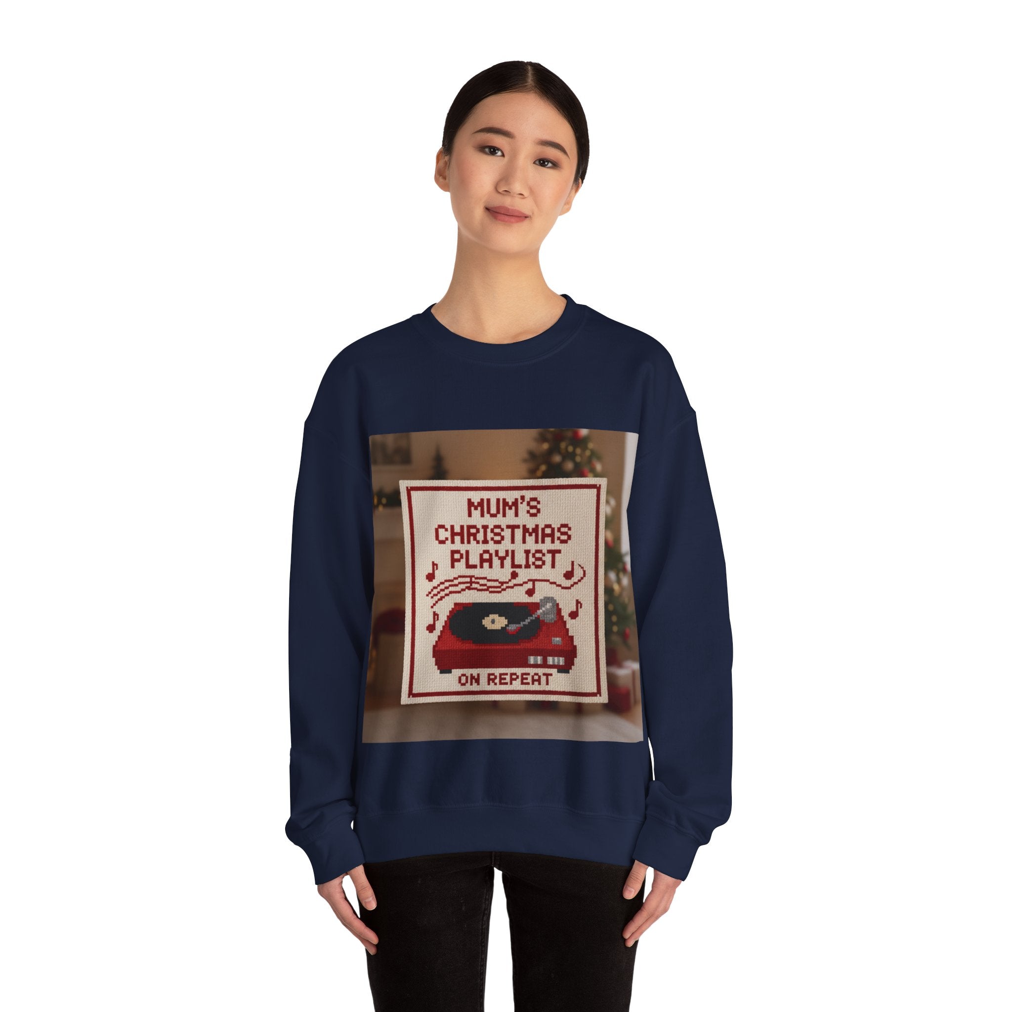 Christmas Playlist Sweatshirt — "Mum's Christmas Playlist On Repeat" Crewneck