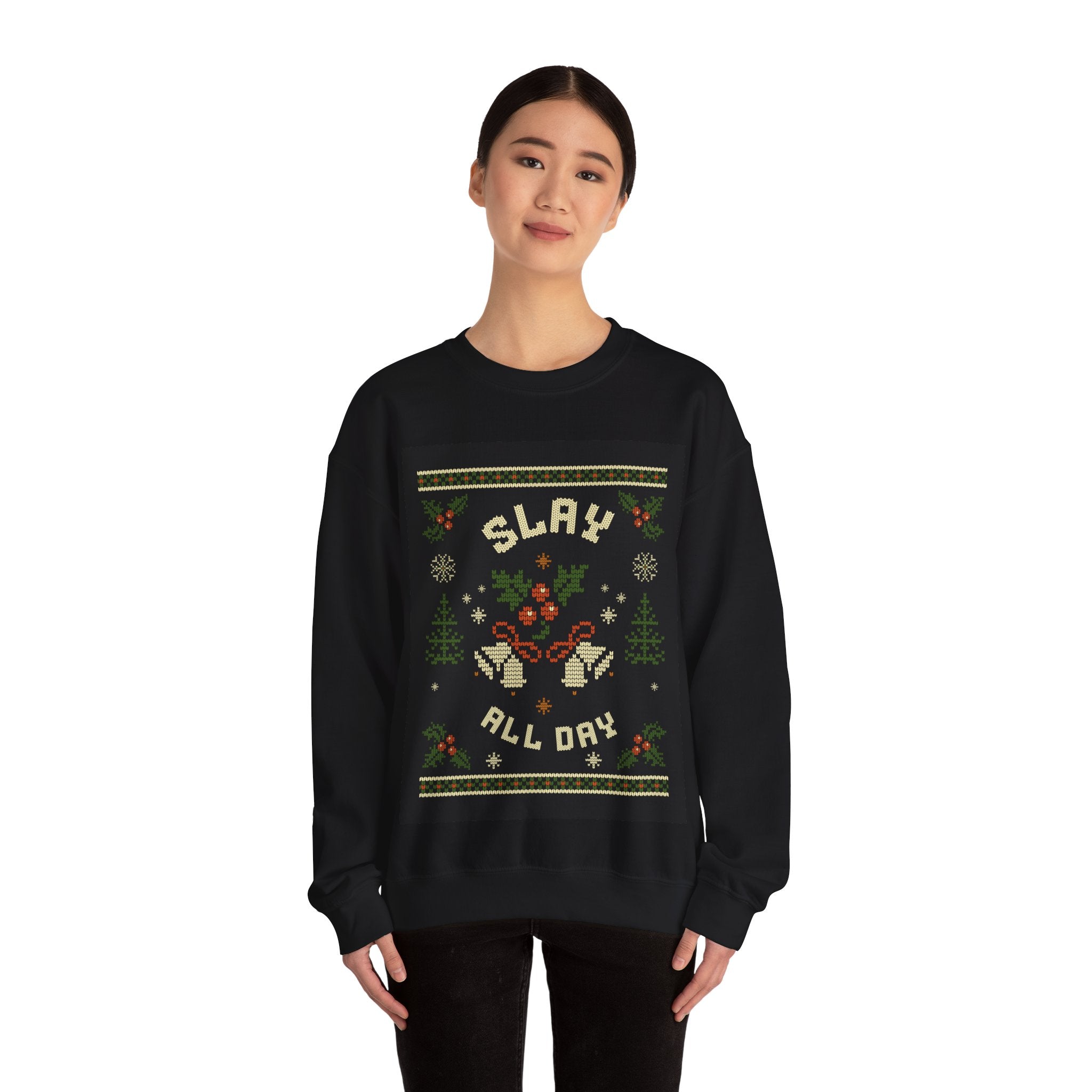 Ugly Xmas Jumper Sweatshirt — "Slay All Day" Christmas Crewneck