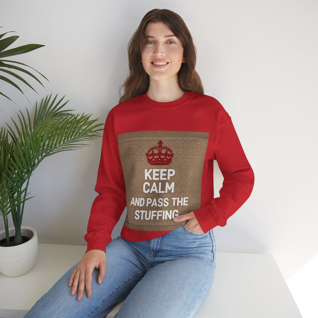Ugly Xmas Jumper Sweatshirt — "KEEP CALM AND PASS THE STUFFING" Christmas Crewneck
