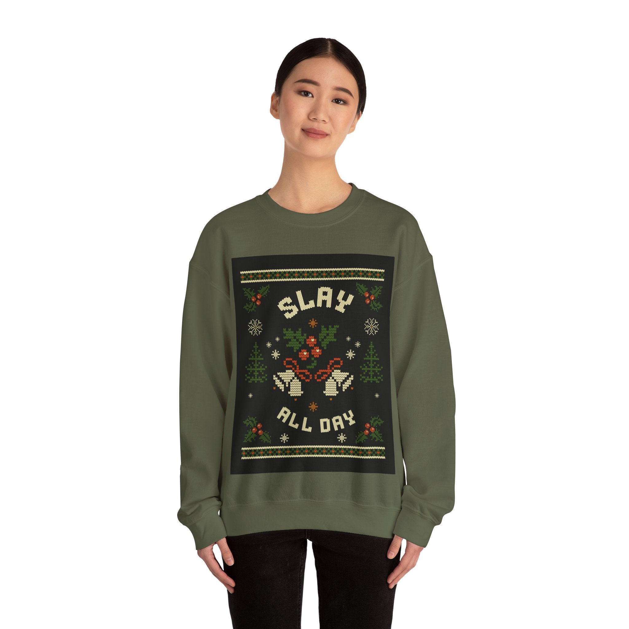 Ugly Xmas Jumper Sweatshirt — "Slay All Day" Christmas Crewneck