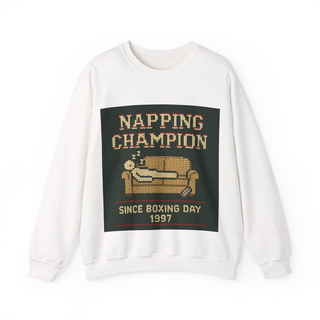 Ugly Xmas Jumper Sweatshirt — "Napping Champion since 1997" Christmas Crewneck