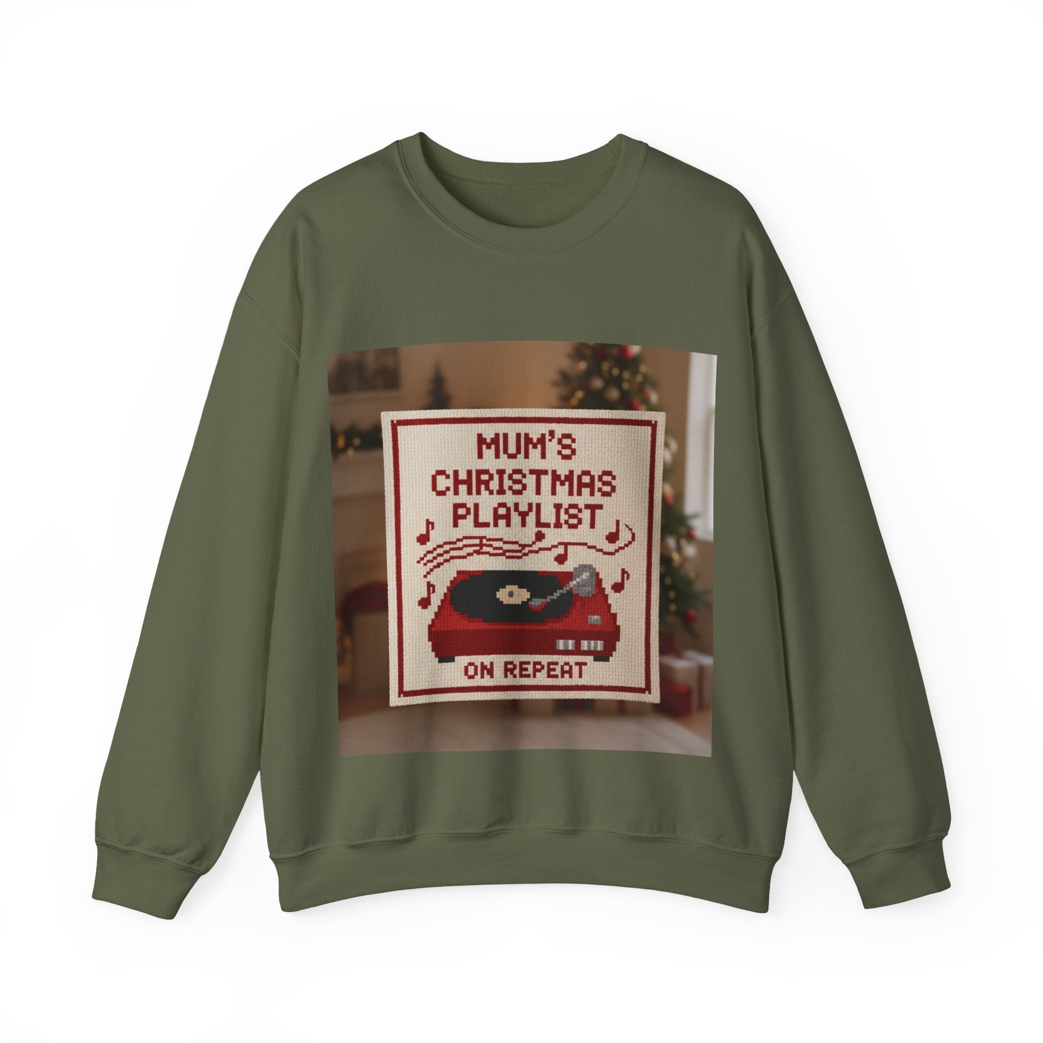 Christmas Playlist Sweatshirt — "Mum's Christmas Playlist On Repeat" Crewneck