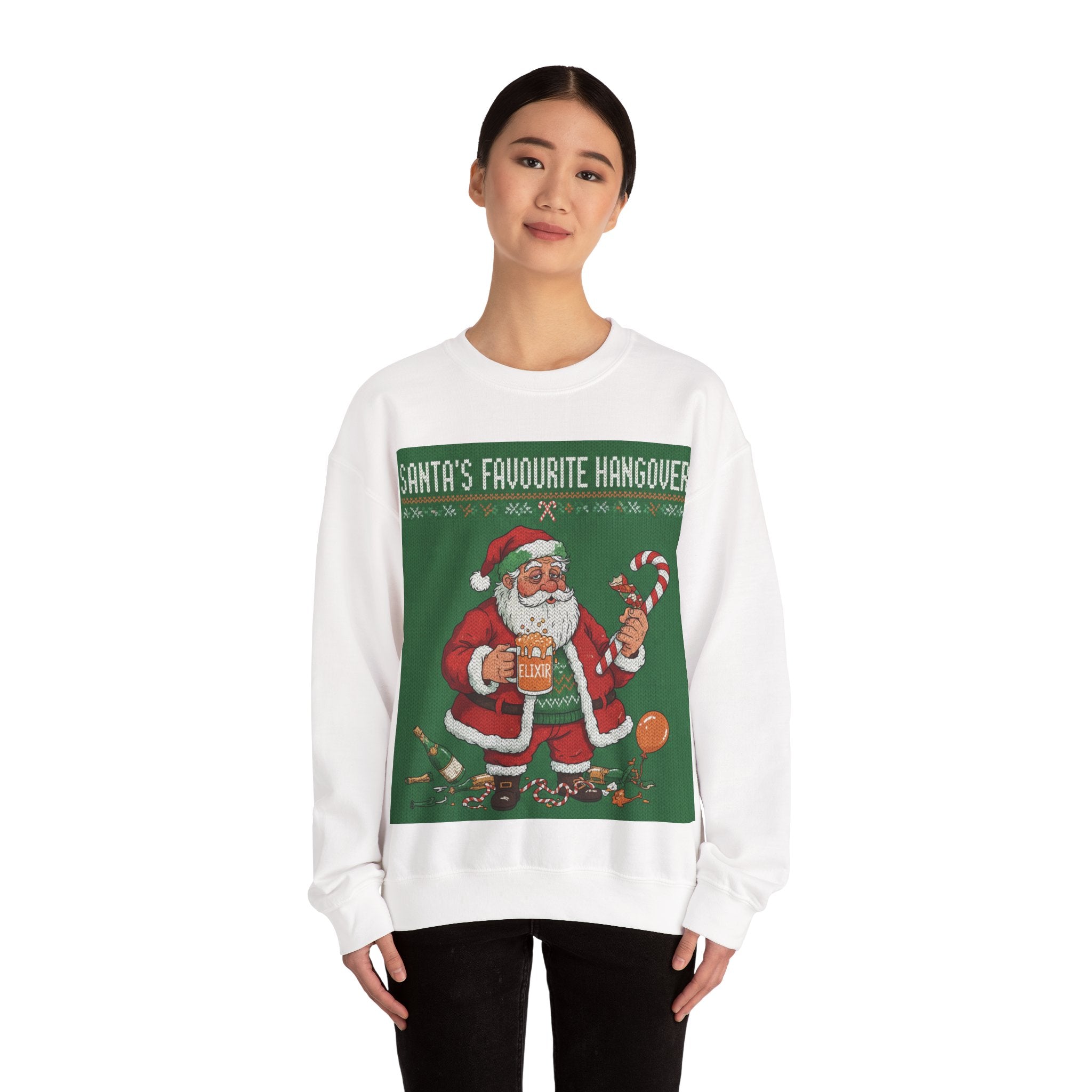 Ugly Xmas Jumper Sweatshirt — "Santas Favourite Hangover" Christmas Crewneck