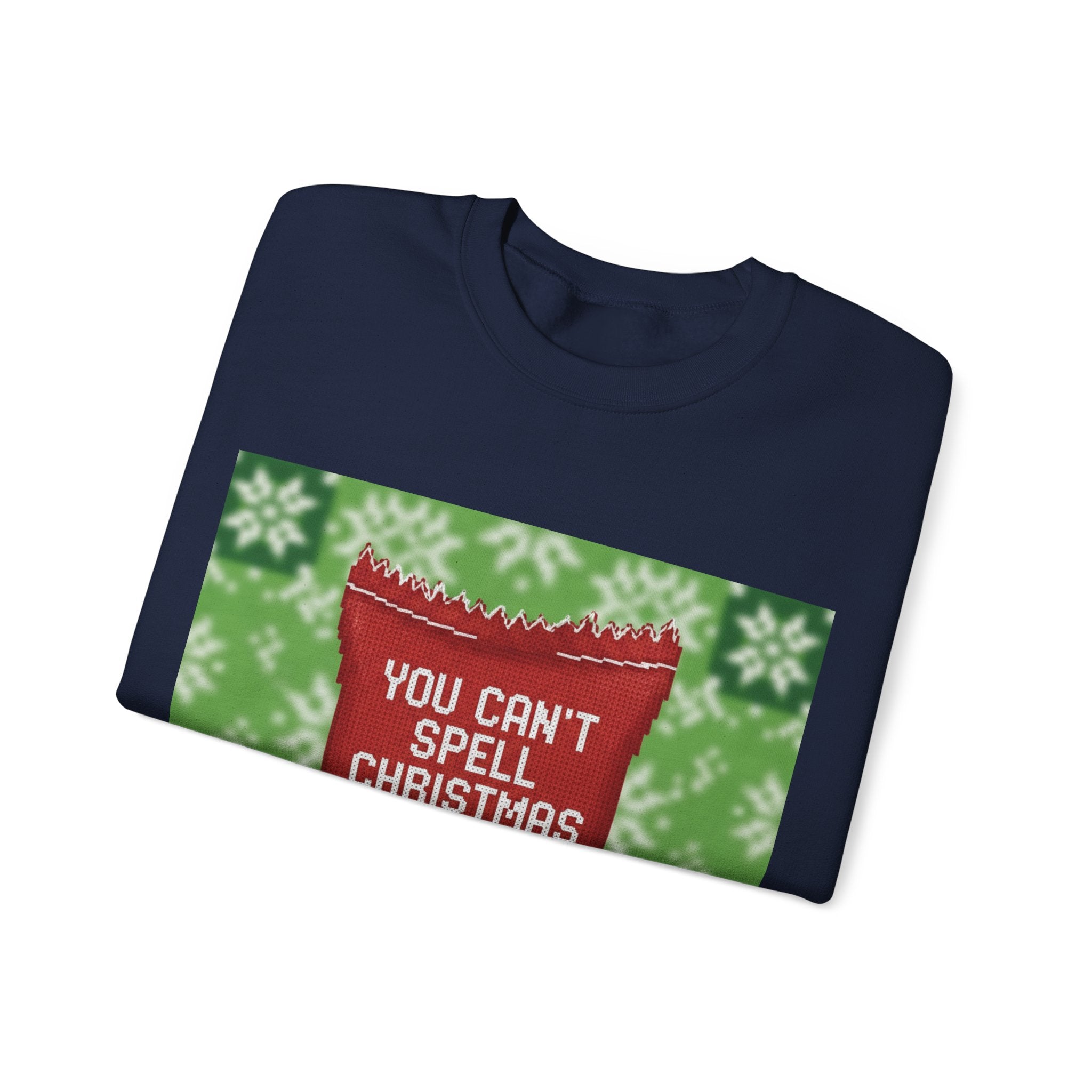 Ugly Xmas Jumper Sweatshirt — "You Can't Spell Christmas without Crisps" Christmas Crewneck