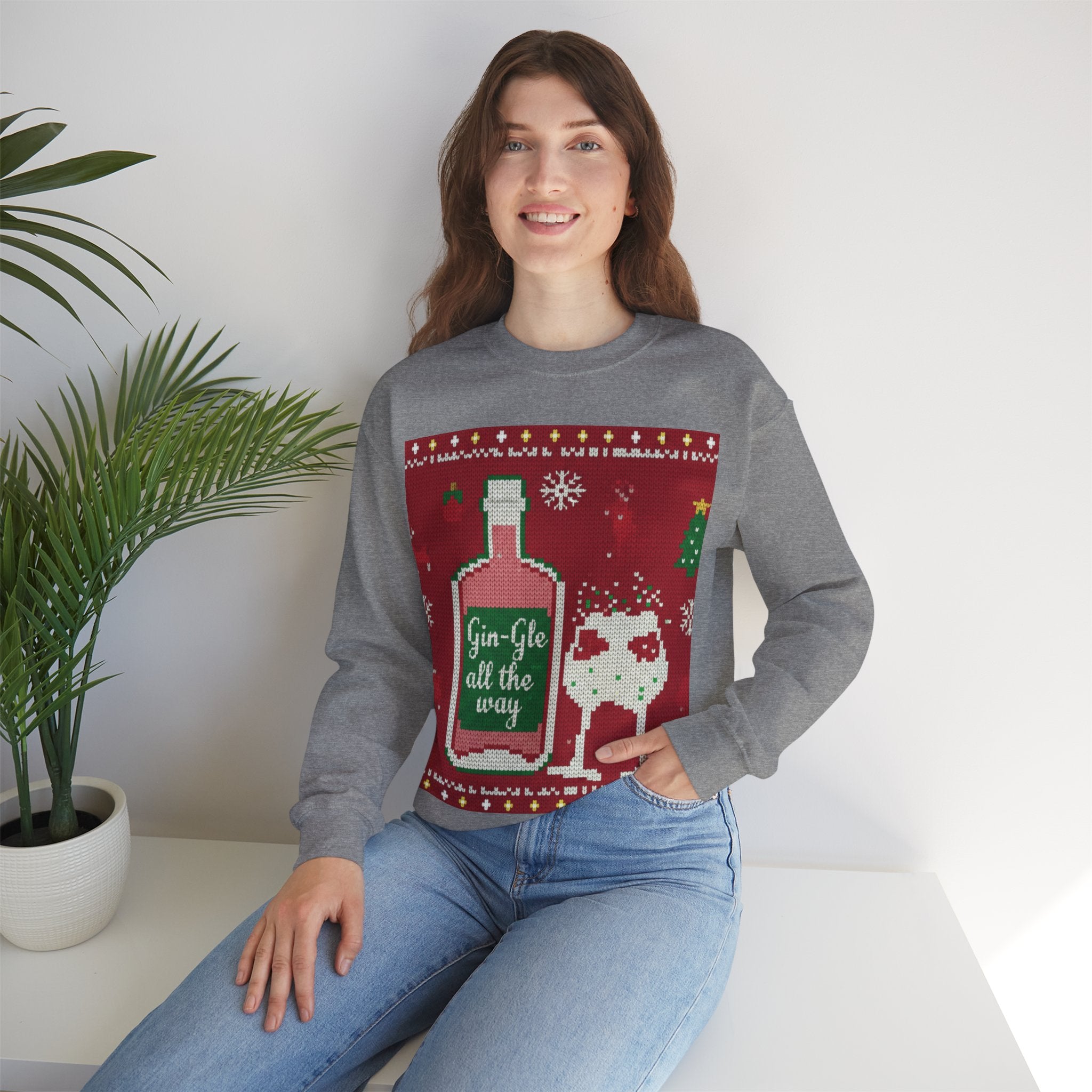 Ugly Xmas Jumper Sweatshirt — "Gin-Gle All the Way" Christmas Crewneck