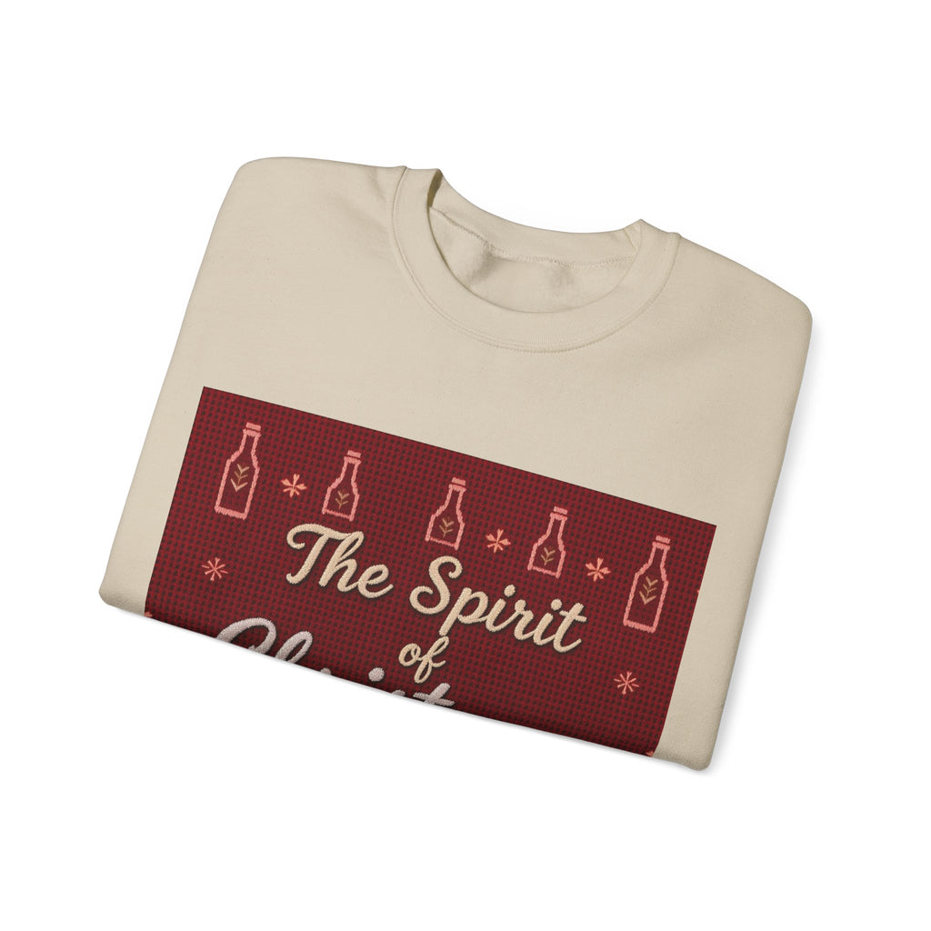 Ugly Xmas Jumper Sweatshirt — "The Spirit of Christmas lives in the bottle" Christmas Crewneck