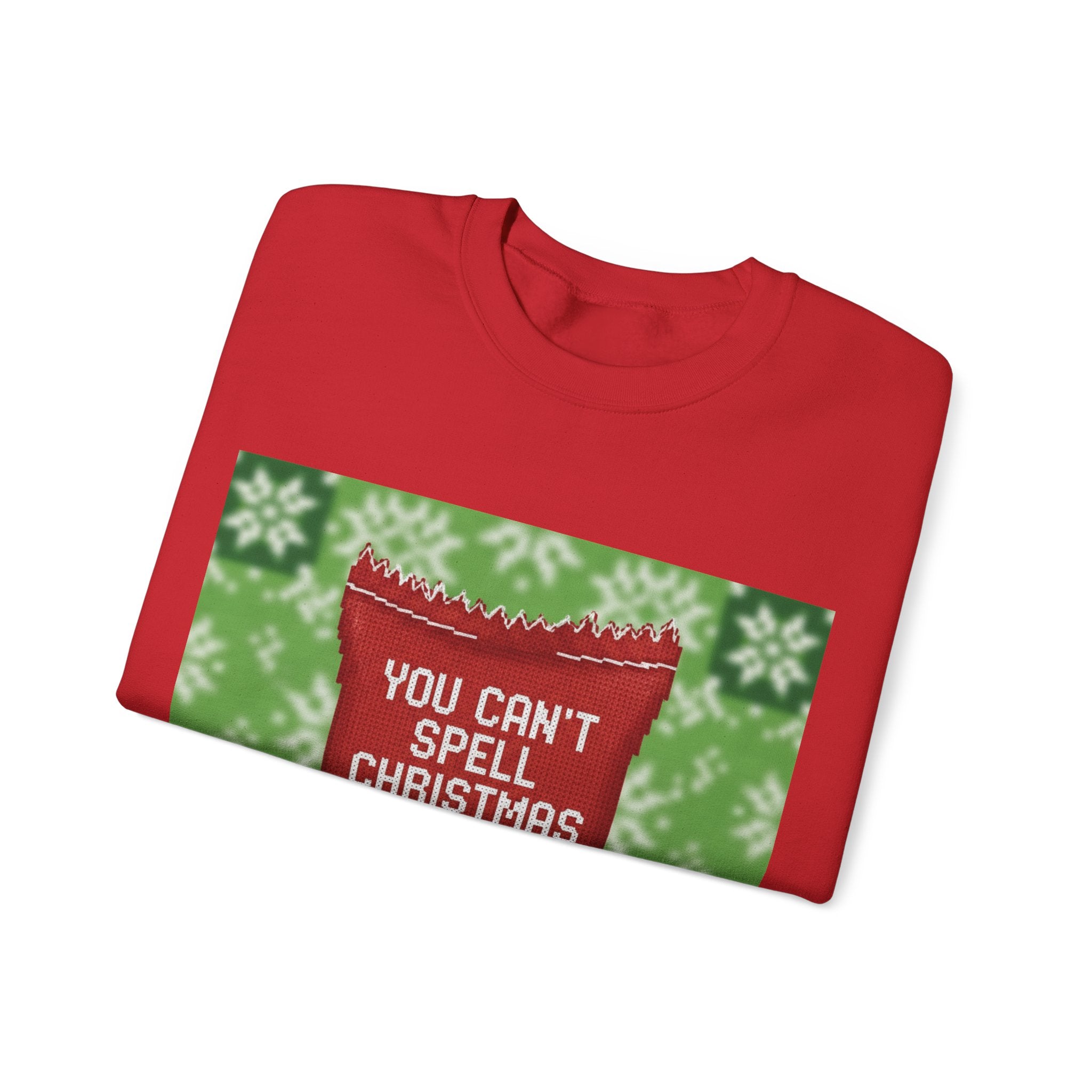 Ugly Xmas Jumper Sweatshirt — "You Can't Spell Christmas without Crisps" Christmas Crewneck